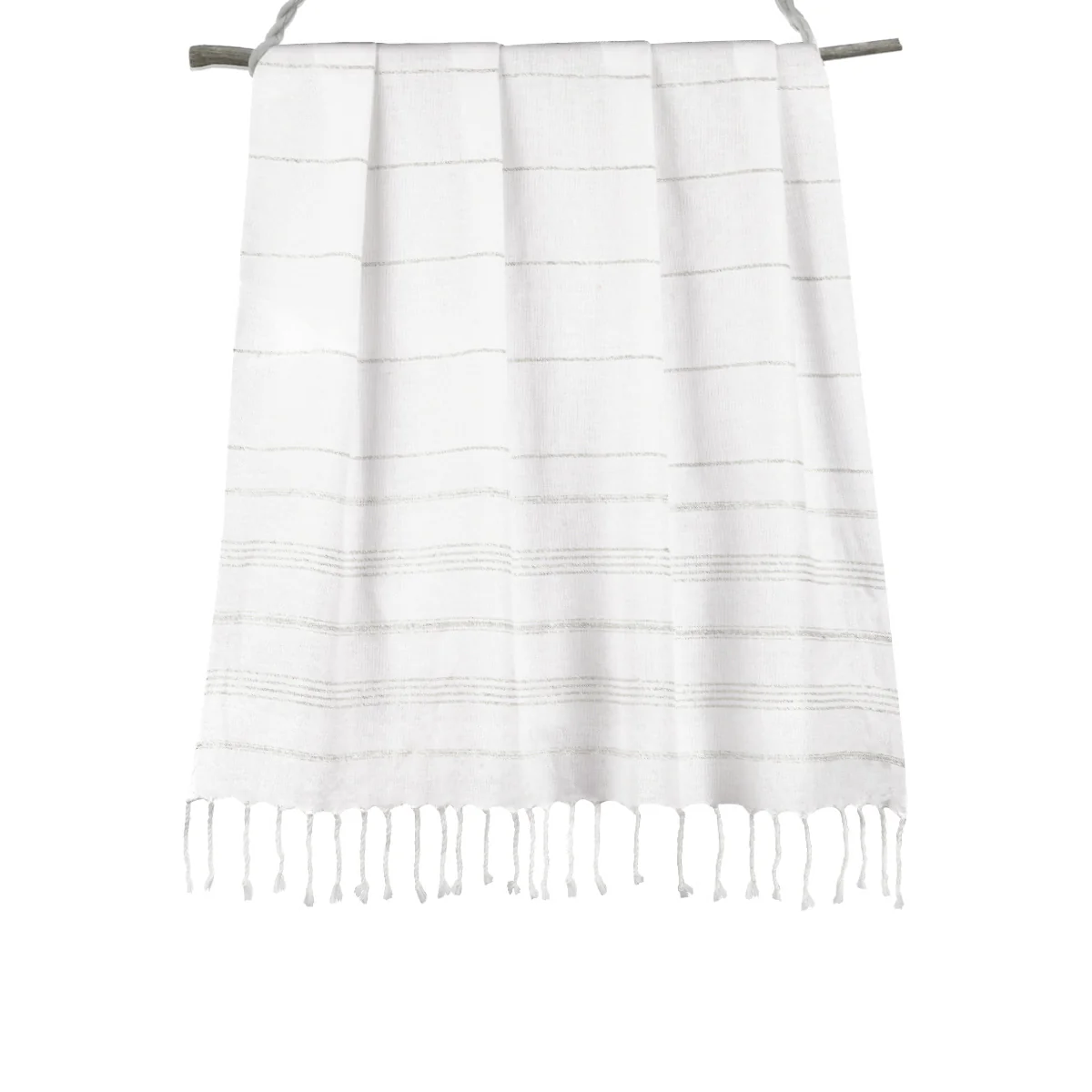 Fouta - Coton - Blanc / Argent - Mykonos - Image 7