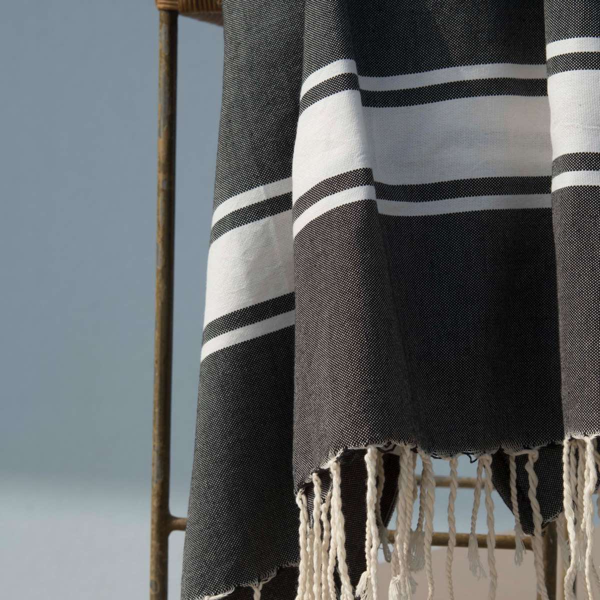 Fouta - Coton - Noir - St Tropez - Image 4