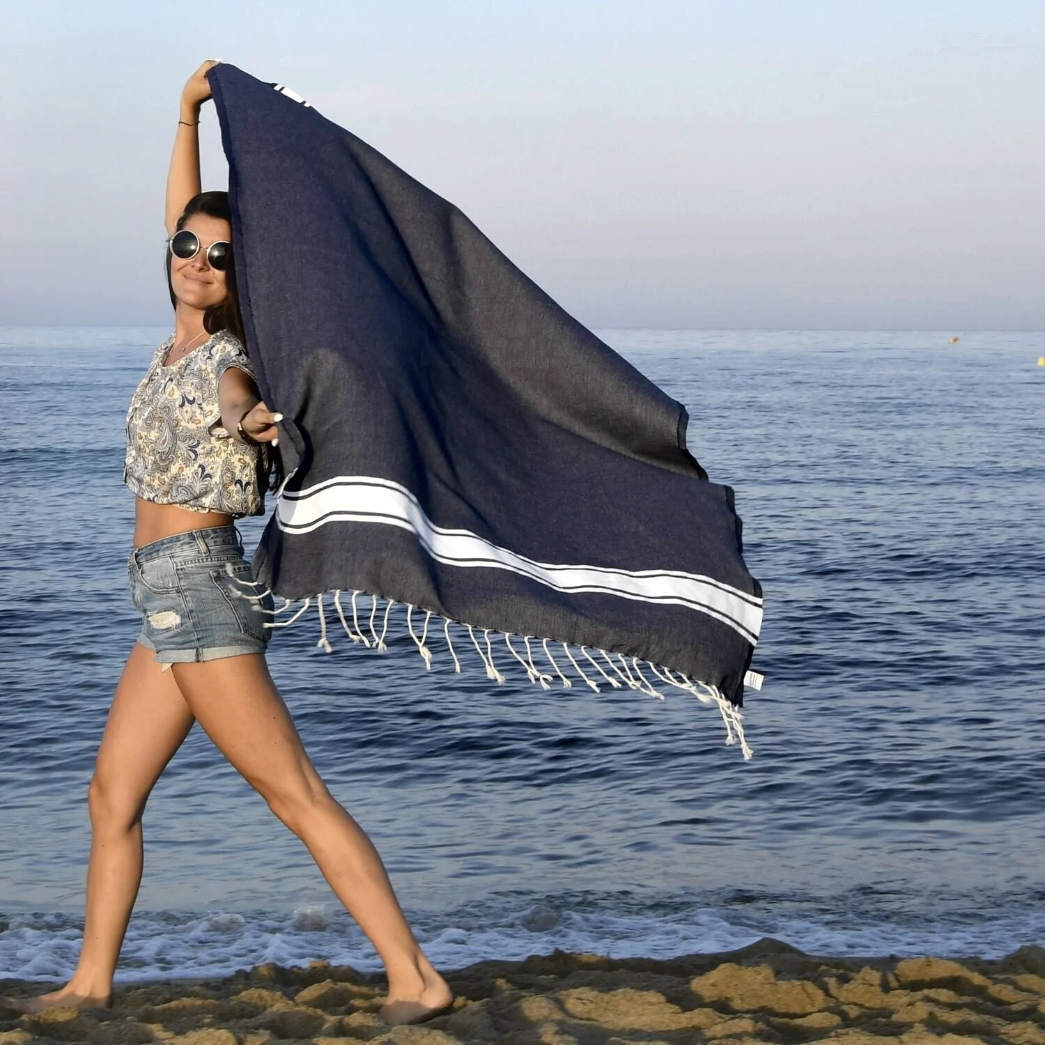 Fouta - Coton - Bleu Jean - St Tropez - Image 4