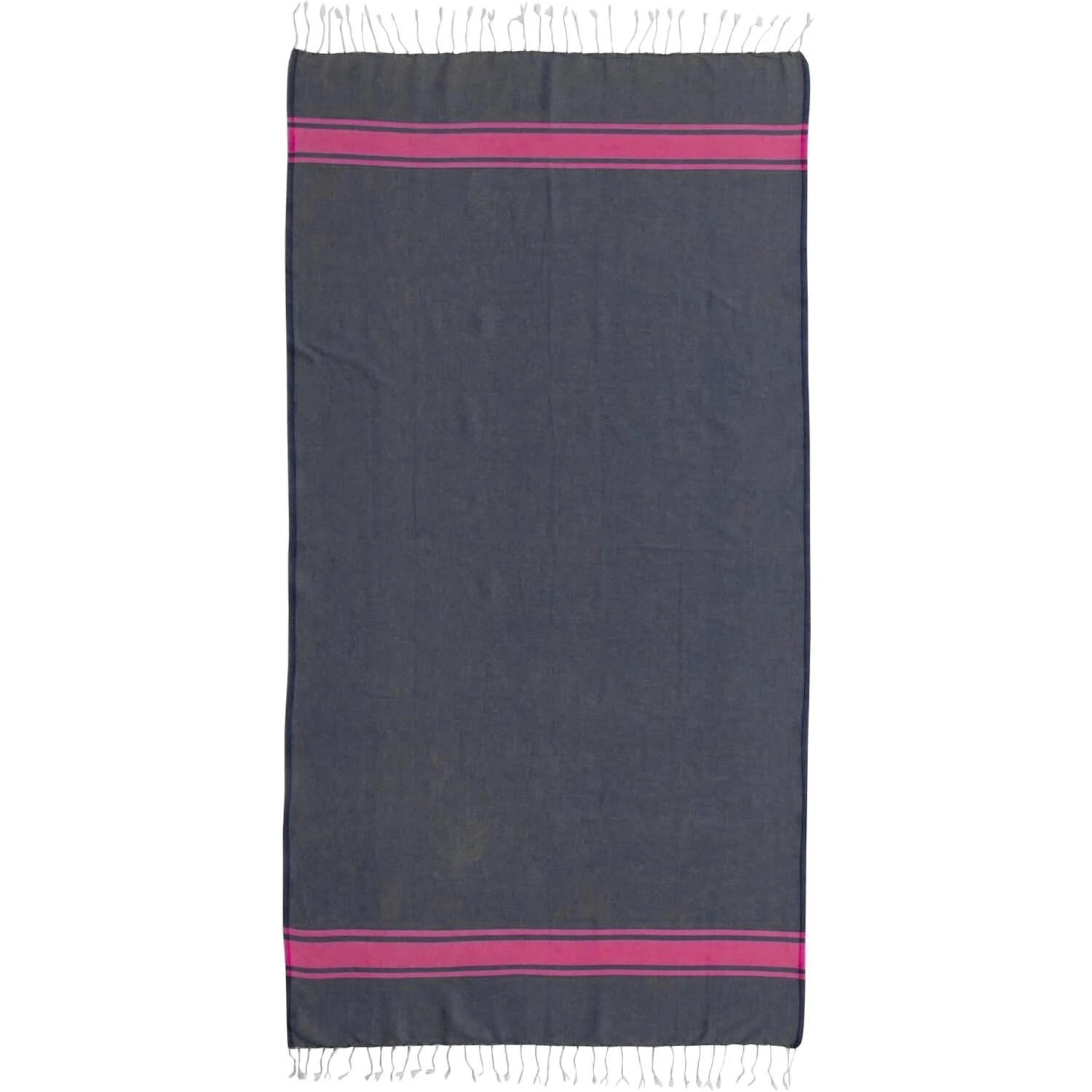 Fouta Bicolore - Coton - Bleu Jean / Rose Fuchsia - St Tropez - Image 10