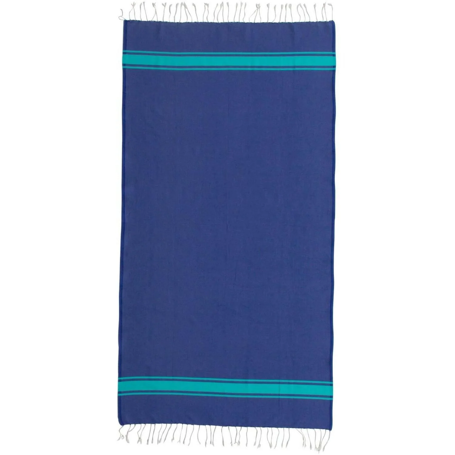 Fouta Bicolore - Coton - Bleu Grec / Vert Turquoise - St Tropez - Image 7