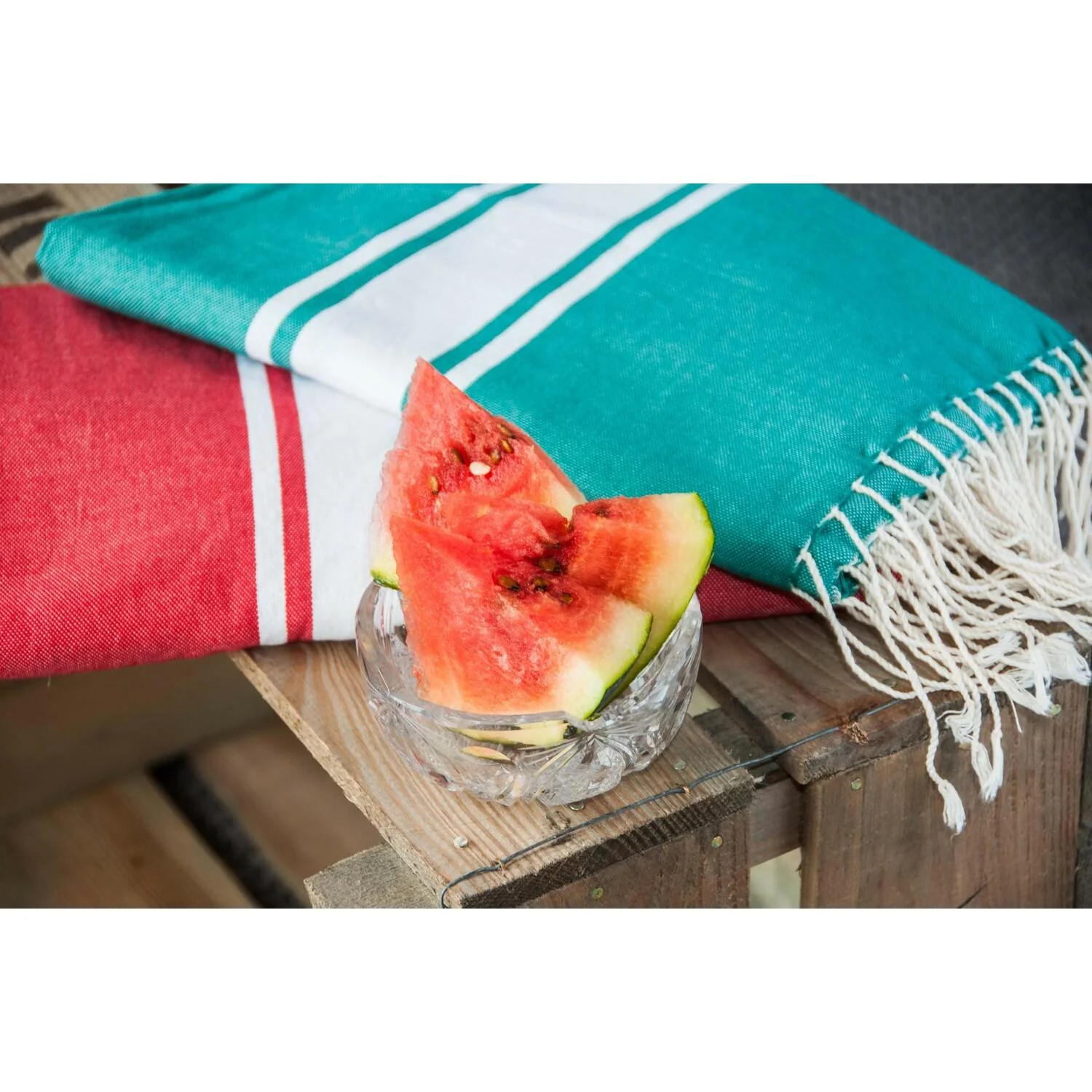 Fouta - Coton - Rouge - St Tropez - Image 5