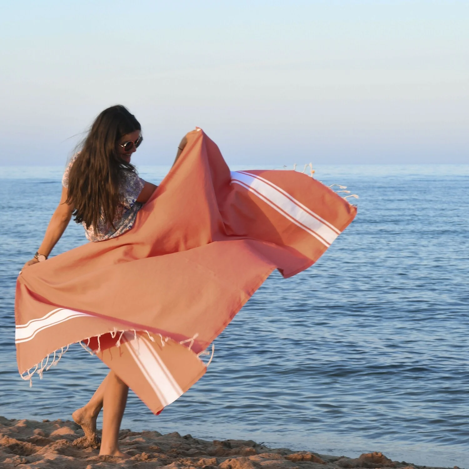 Fouta - Coton - Orange Corail - St Tropez - Image 8