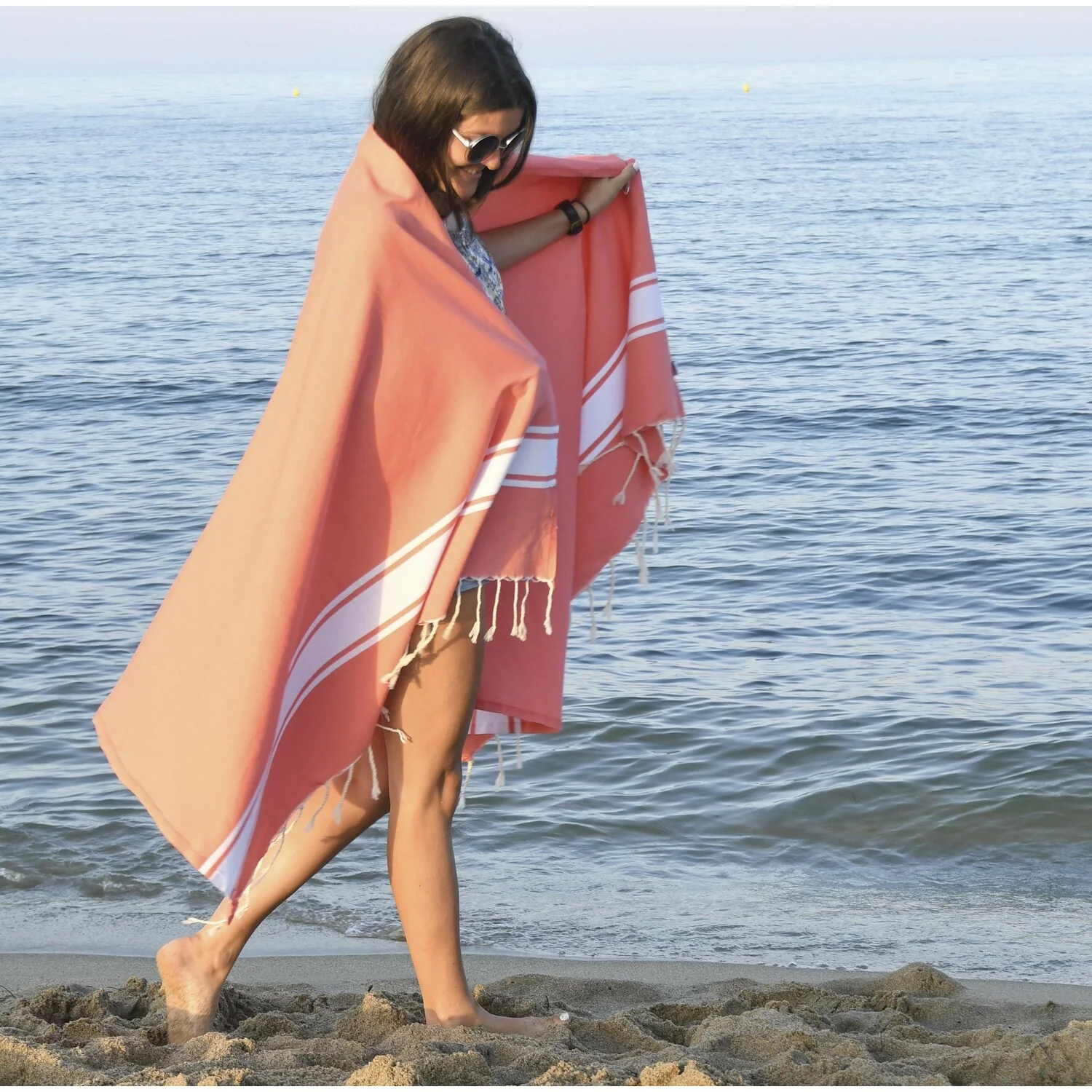 Fouta - Coton - Orange Corail - St Tropez - Image 9