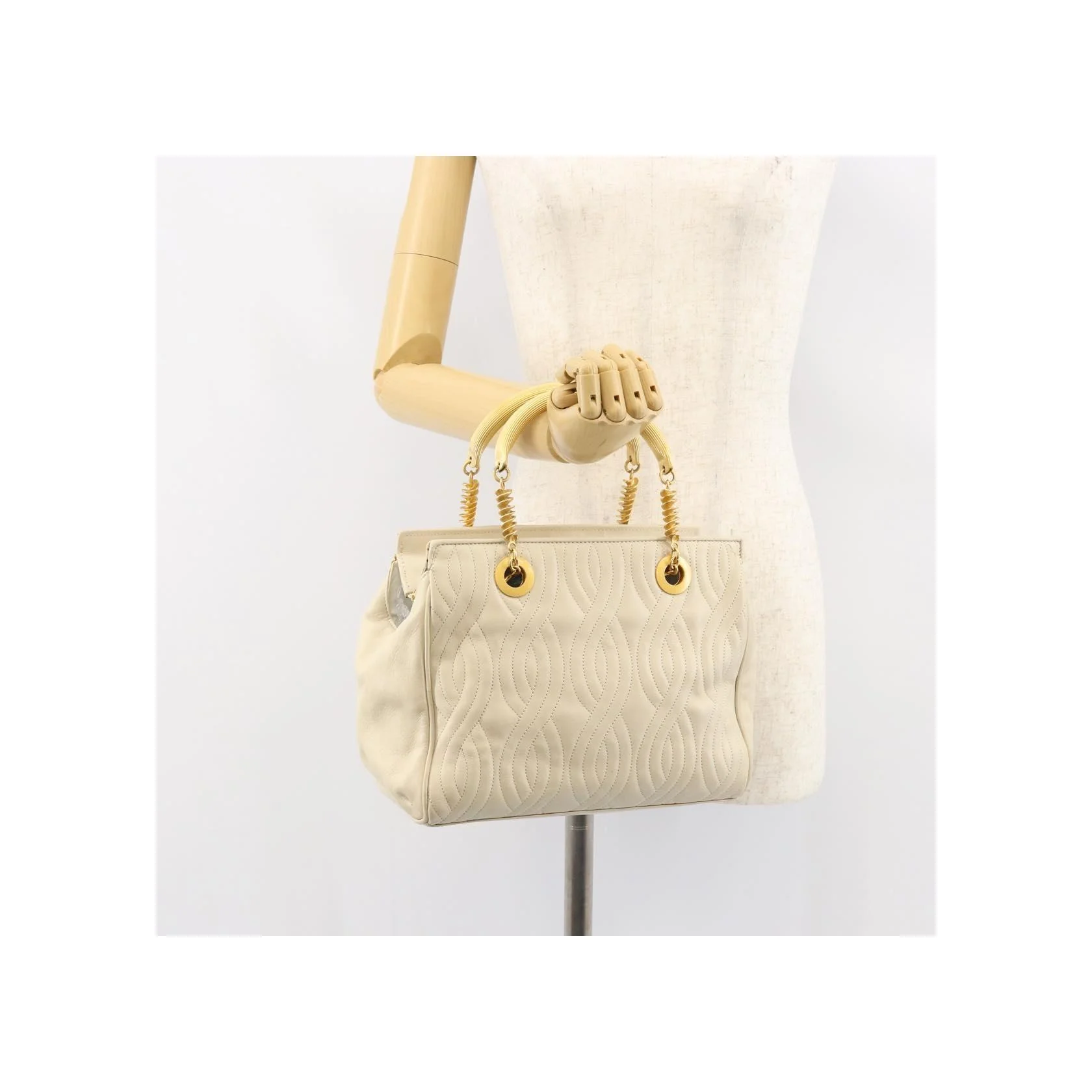 Sac À Main Fendi Wave Stitch - Beige - Image 13