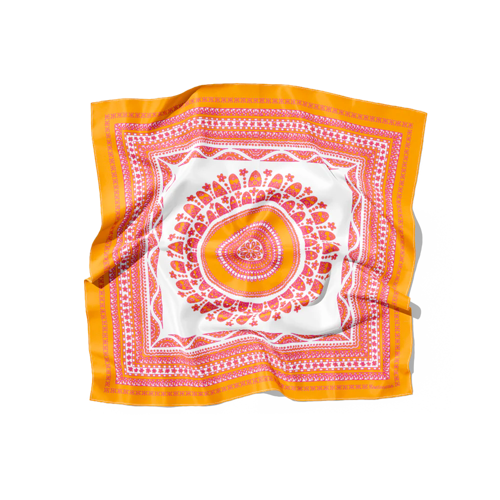 Foulard Angkor Soie - Orange - 100% Soie - Image 2