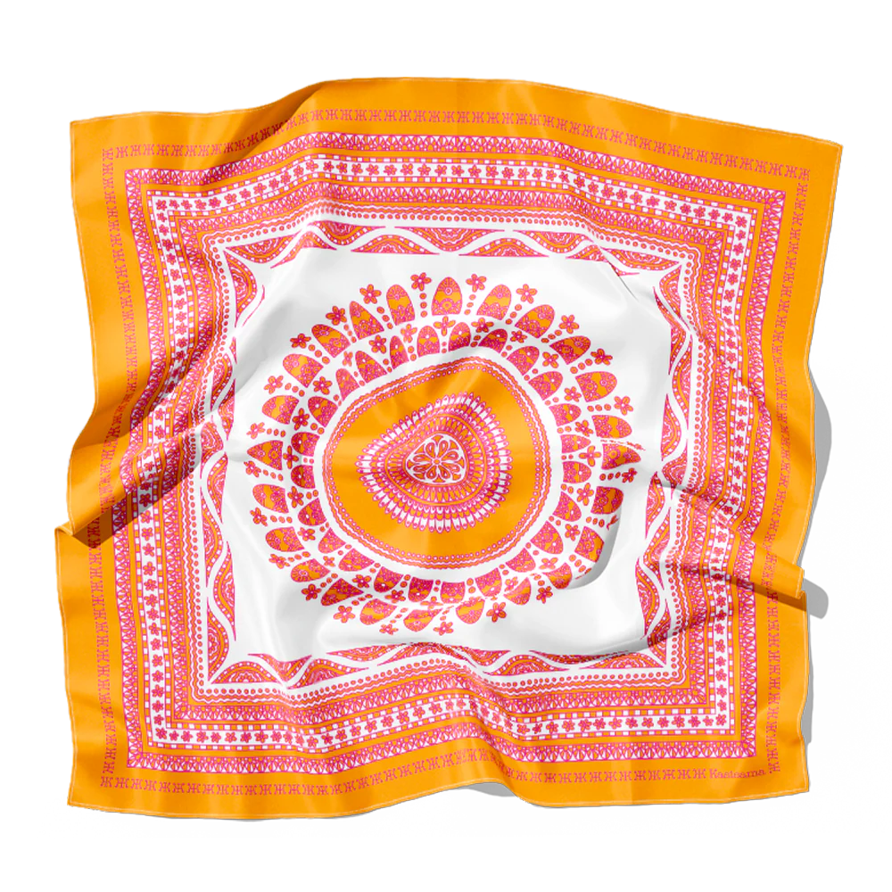 Foulard Angkor Soie - Orange - 100% Soie - Image 3