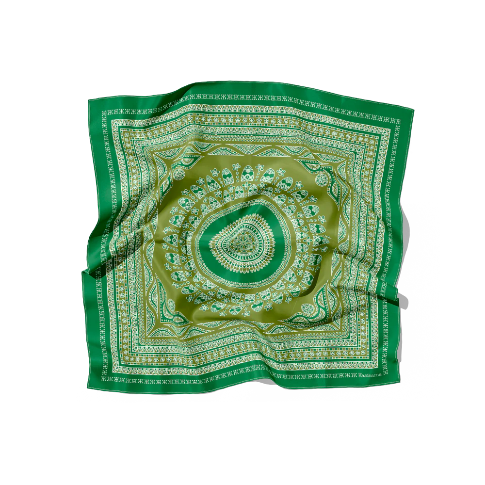 Foulard Angkor Soie - Vert - 100% Soie - Image 2