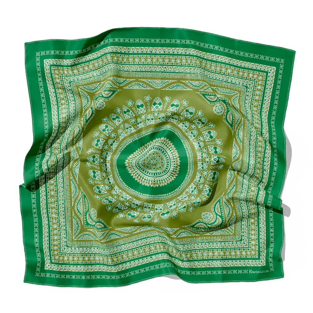 Foulard Angkor Soie - Vert - 100% Soie - Image 3