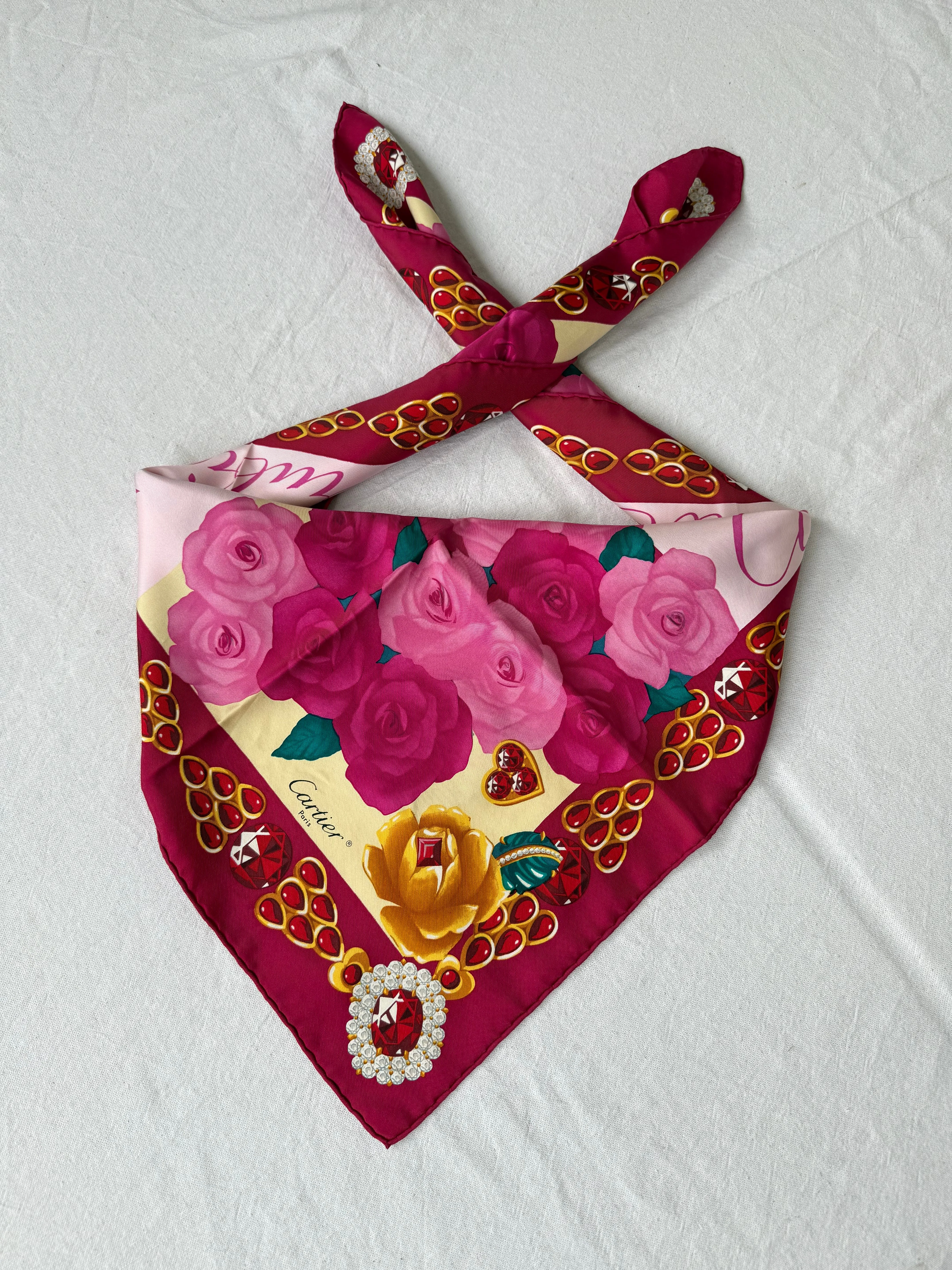 Foulard Cartier – Bouquets Et Rubis - Image 2