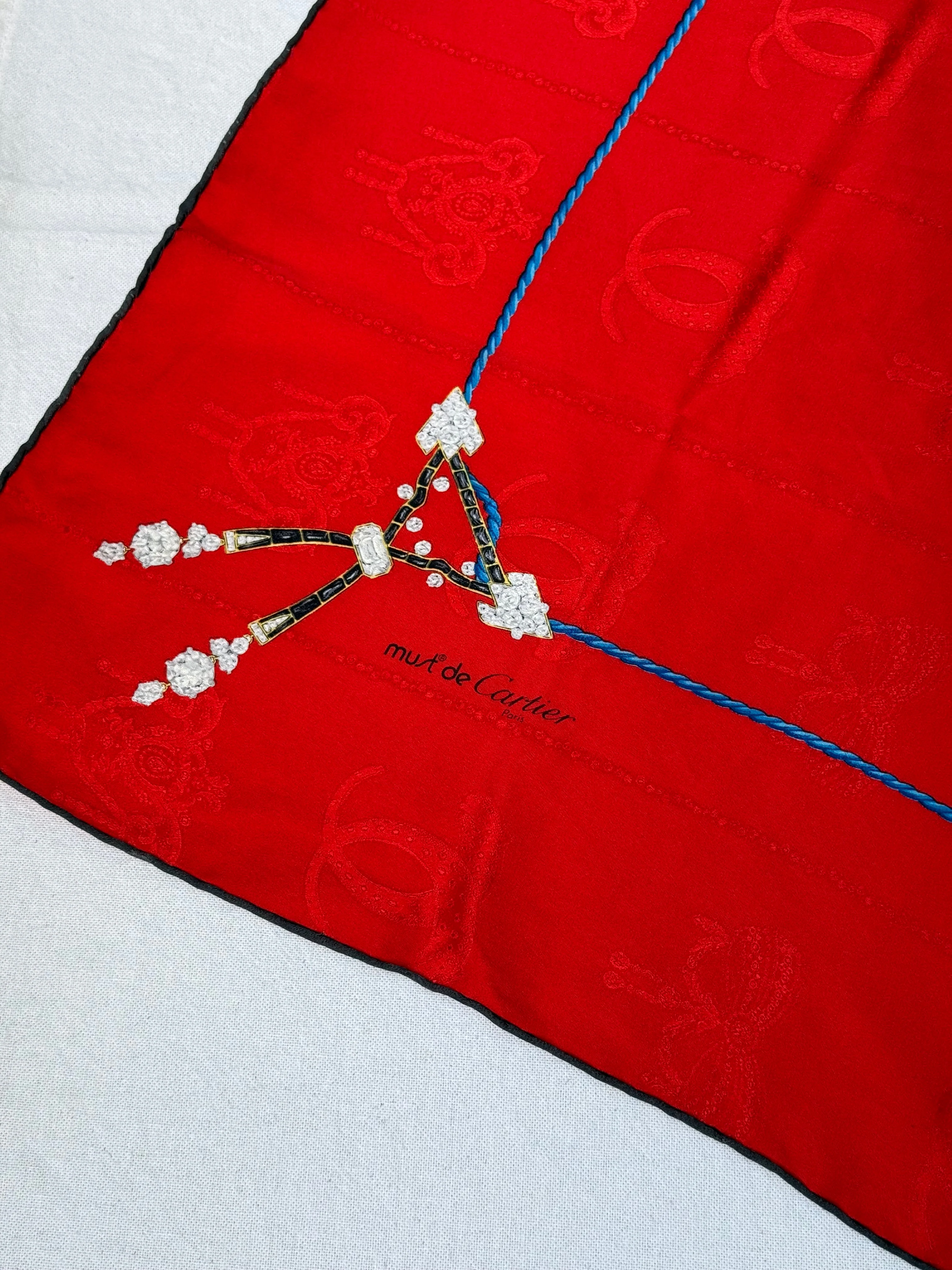 Foulard Cartier – Rouge Motifs Joaillerie - Image 4
