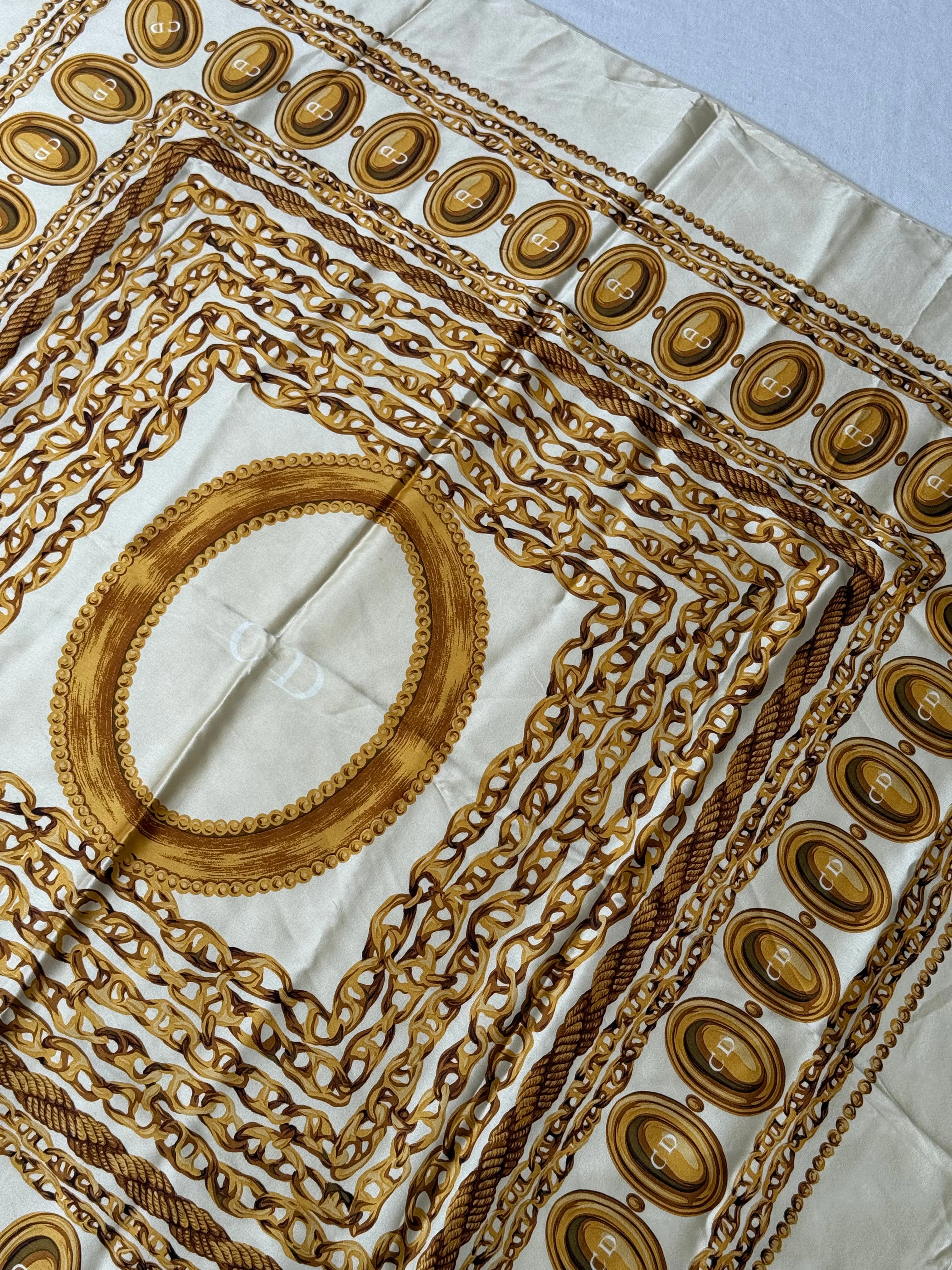 Foulard Christian Dior – Motif Chaînes Et Médaillons Cd - Image 6