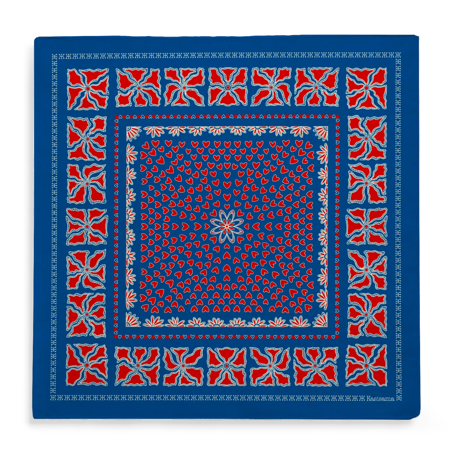 Foulard Hanoi - Bleu & Rouge - 100% Coton - Image 2
