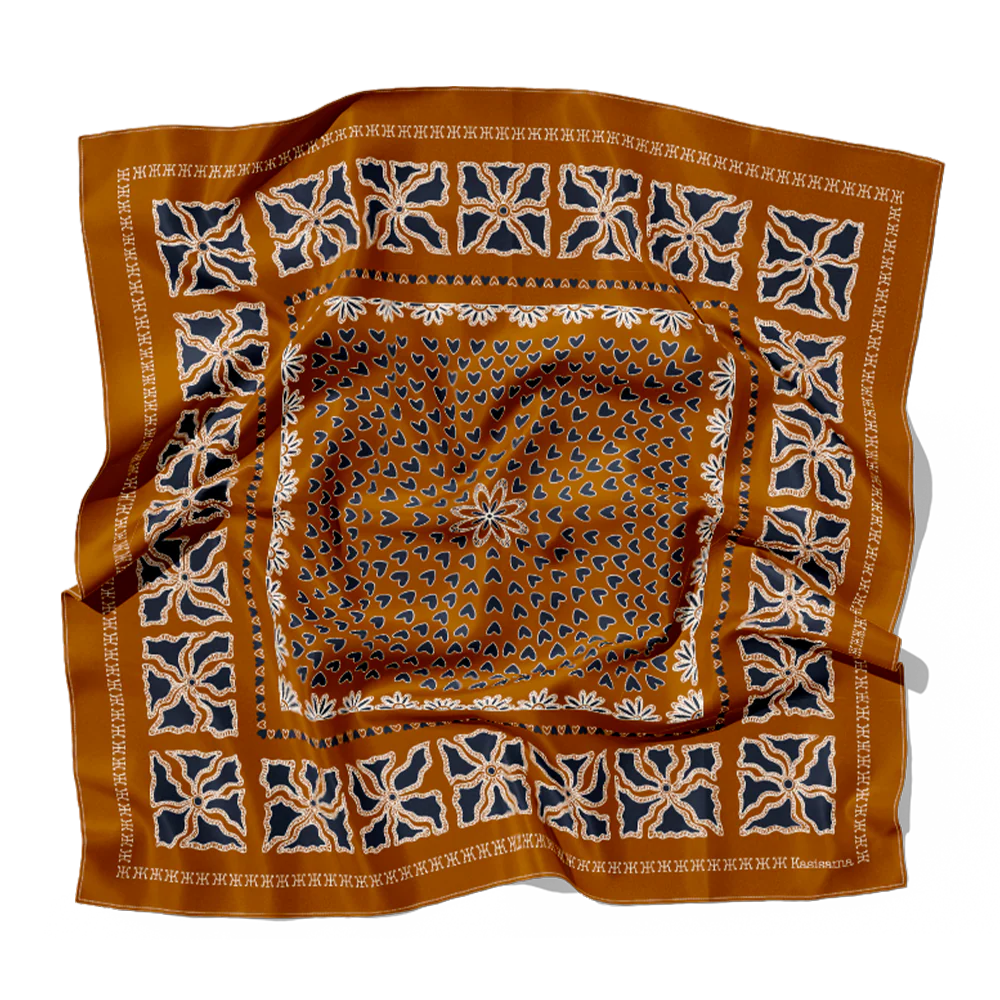 Foulard Hanoi Soie - Marron - 100% Soie - Image 3