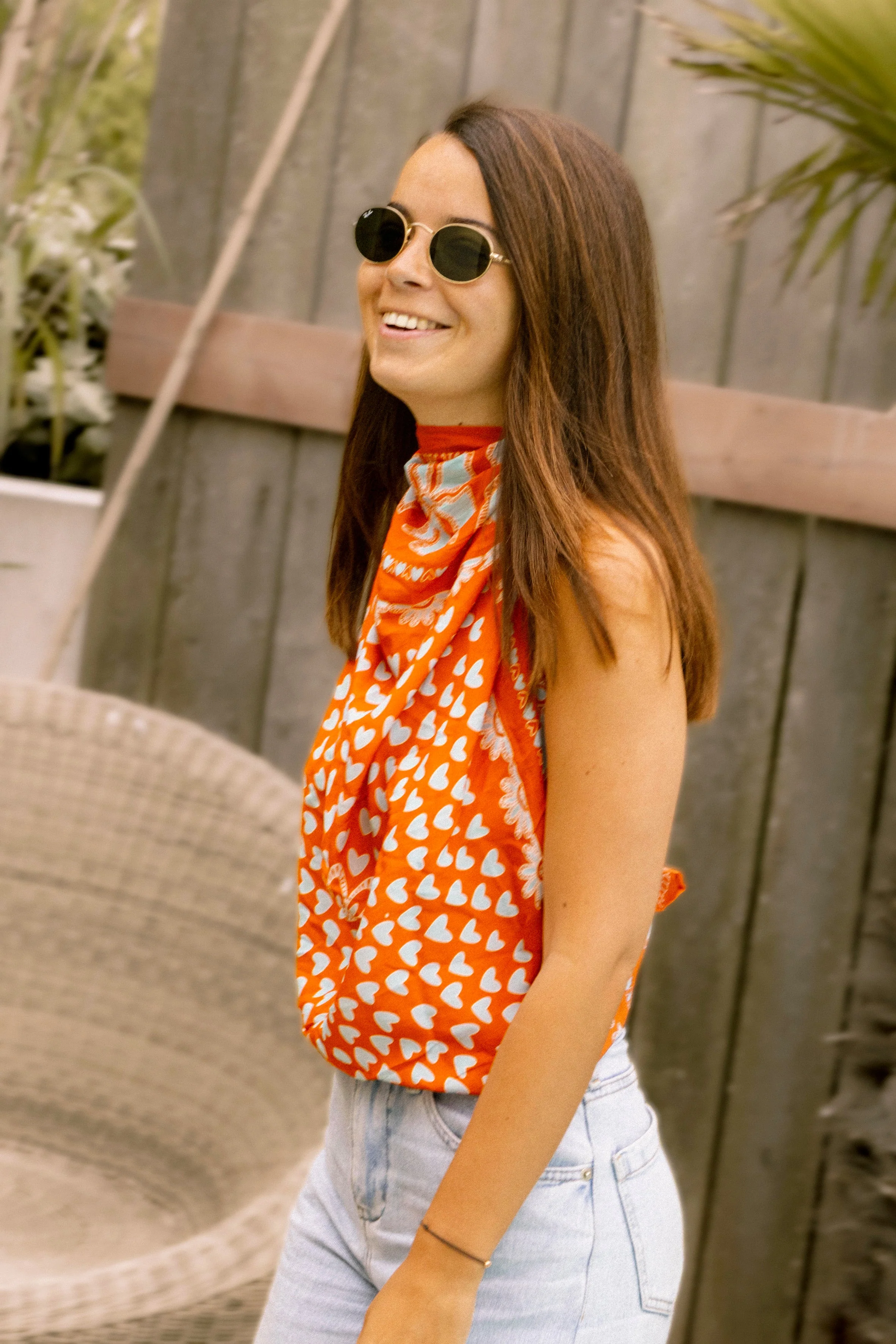 Foulard Hanoi Soie - Orange - 100% Soie - Image 4