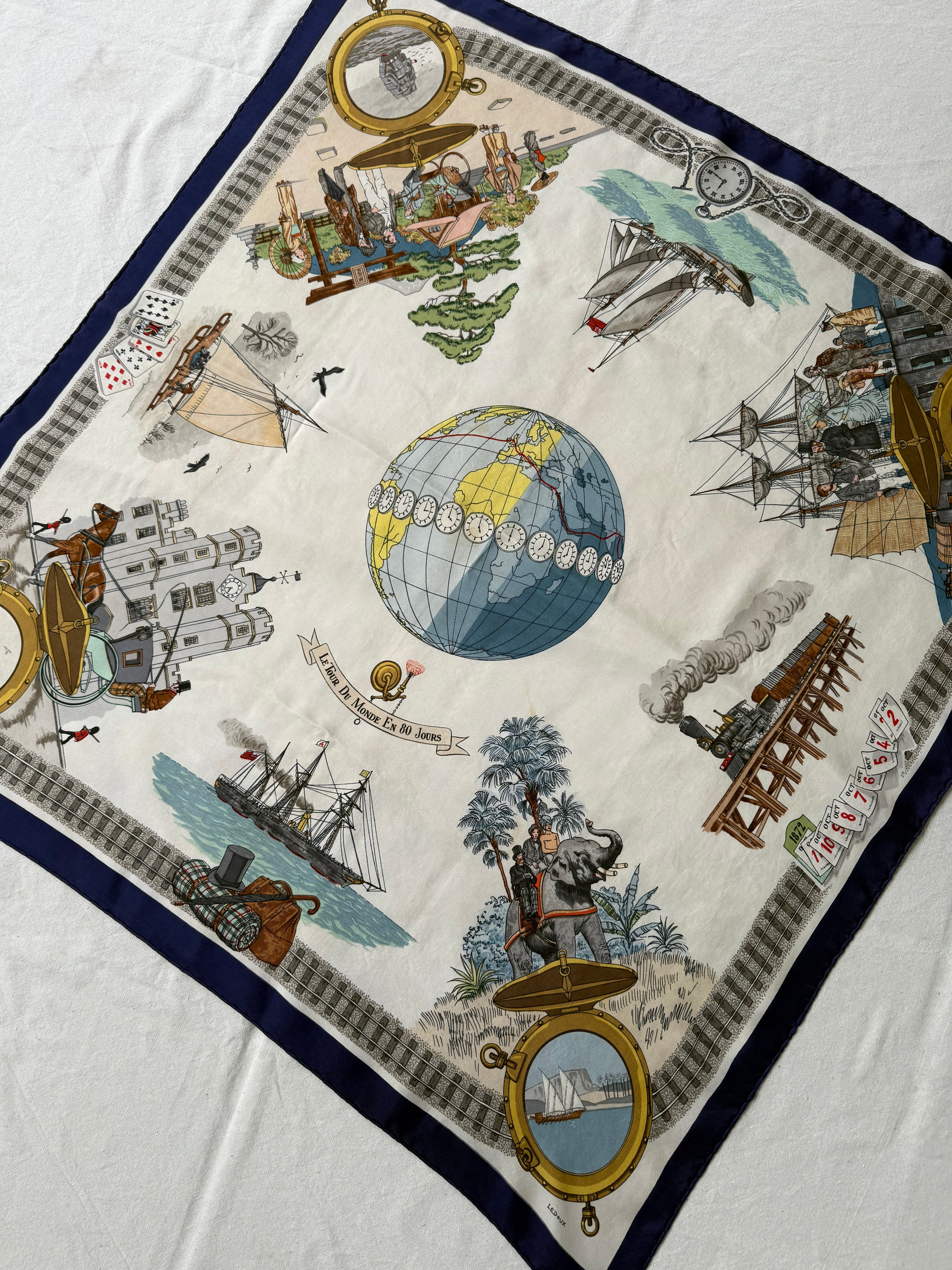 Foulard Hermès – Modèle Le Tour Du Monde En 80 Jours - Image 3