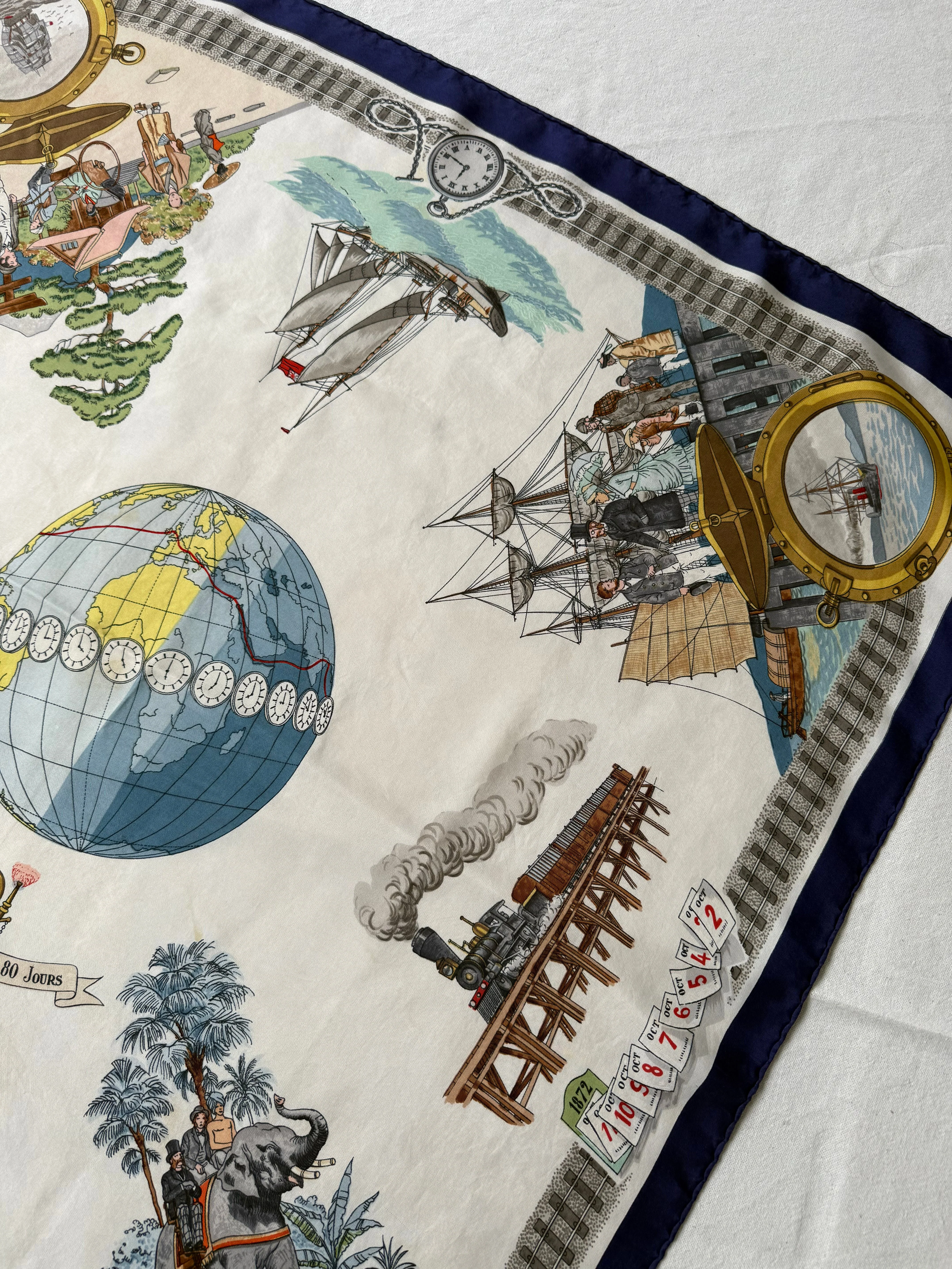 Foulard Hermès – Modèle Le Tour Du Monde En 80 Jours - Image 6