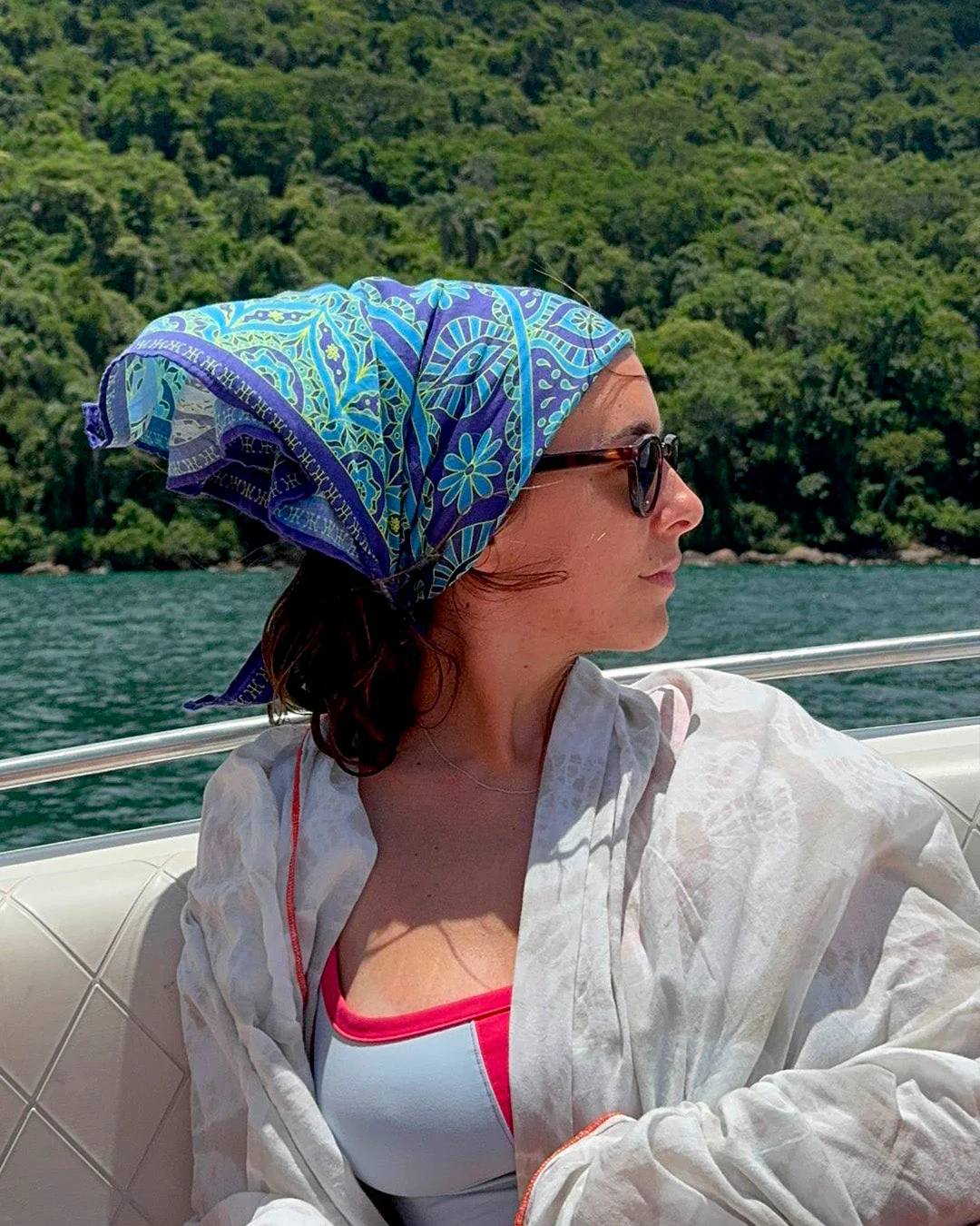 Foulard Hoian Soie - Violet & Bleu - 100% Soie - Image 2