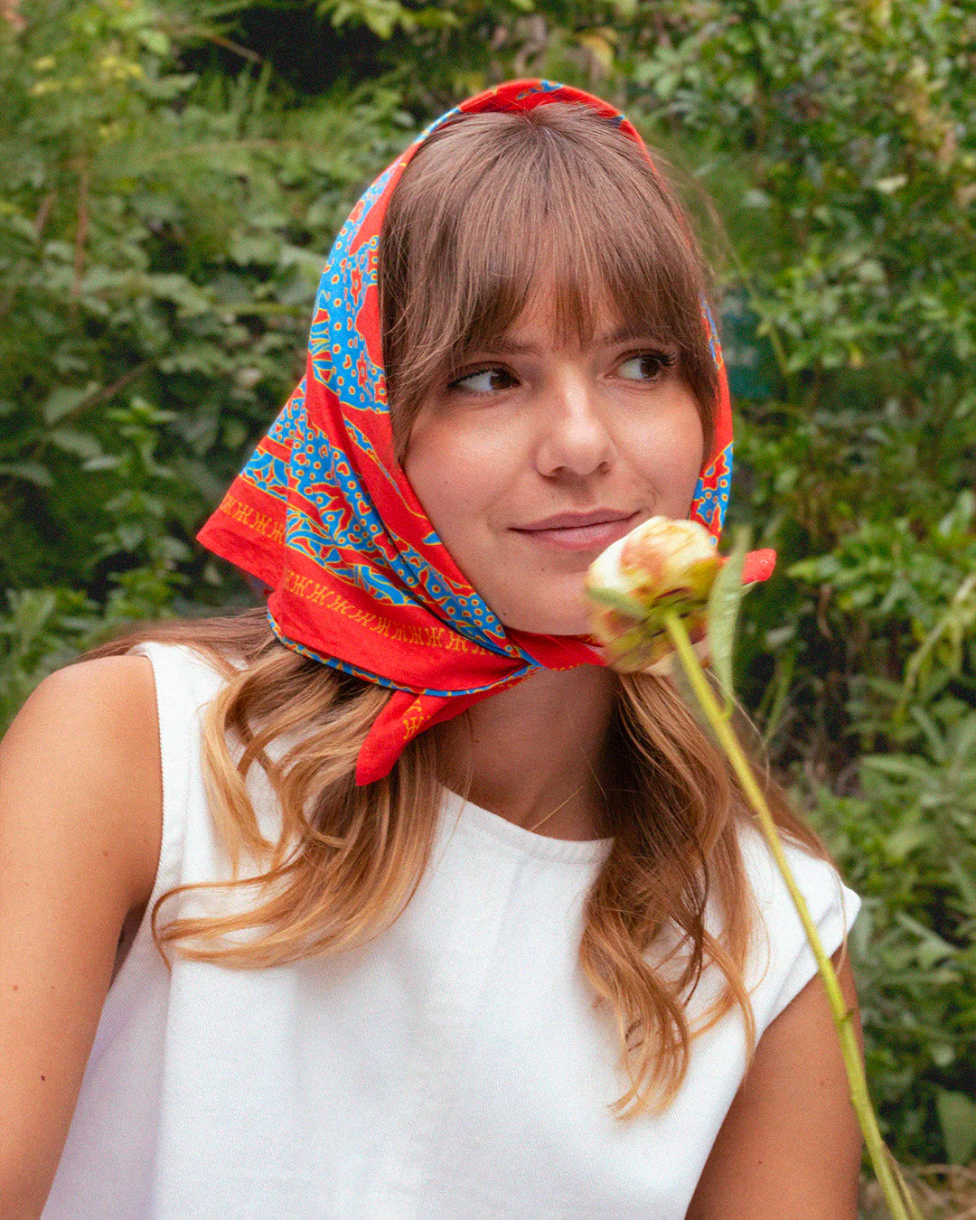 Foulard Samui - Rouge & Bleu - 100% Coton - Image 2