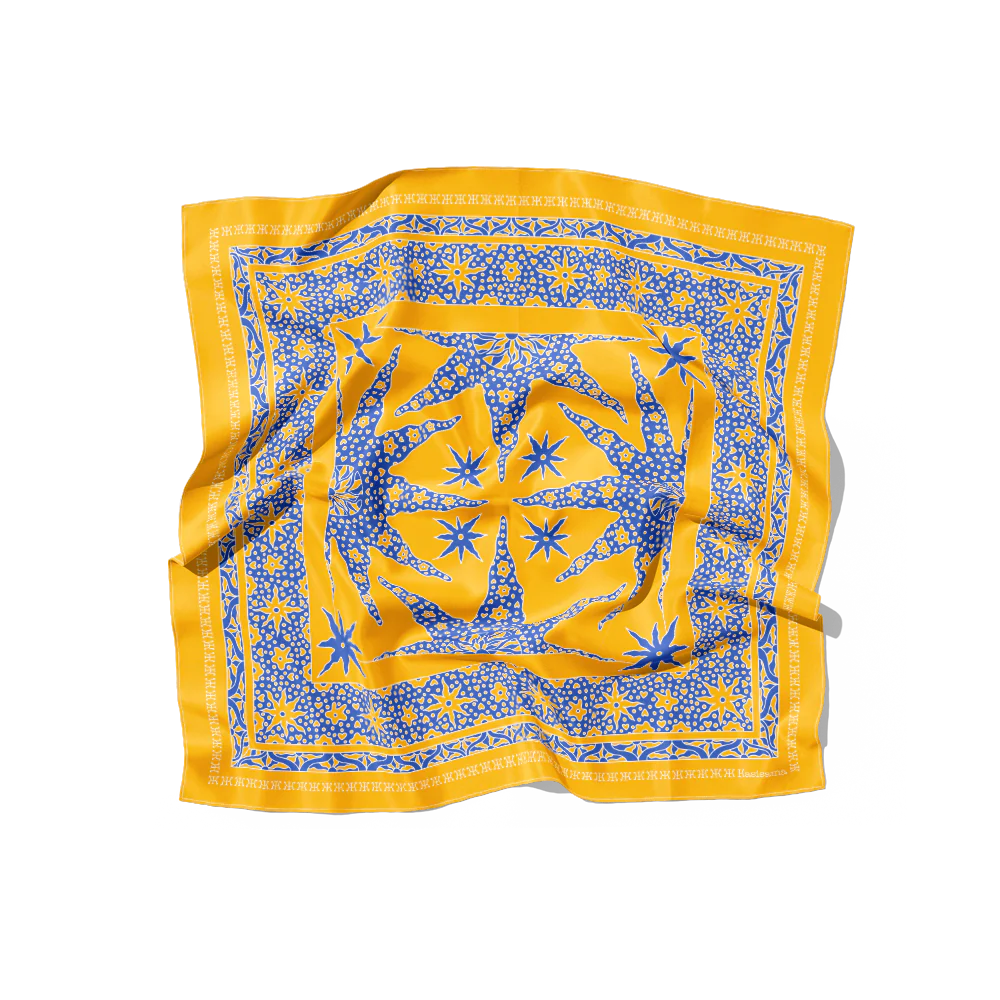 Foulard Samui Soie - Jaune & Bleu - 100% Soie - Image 2
