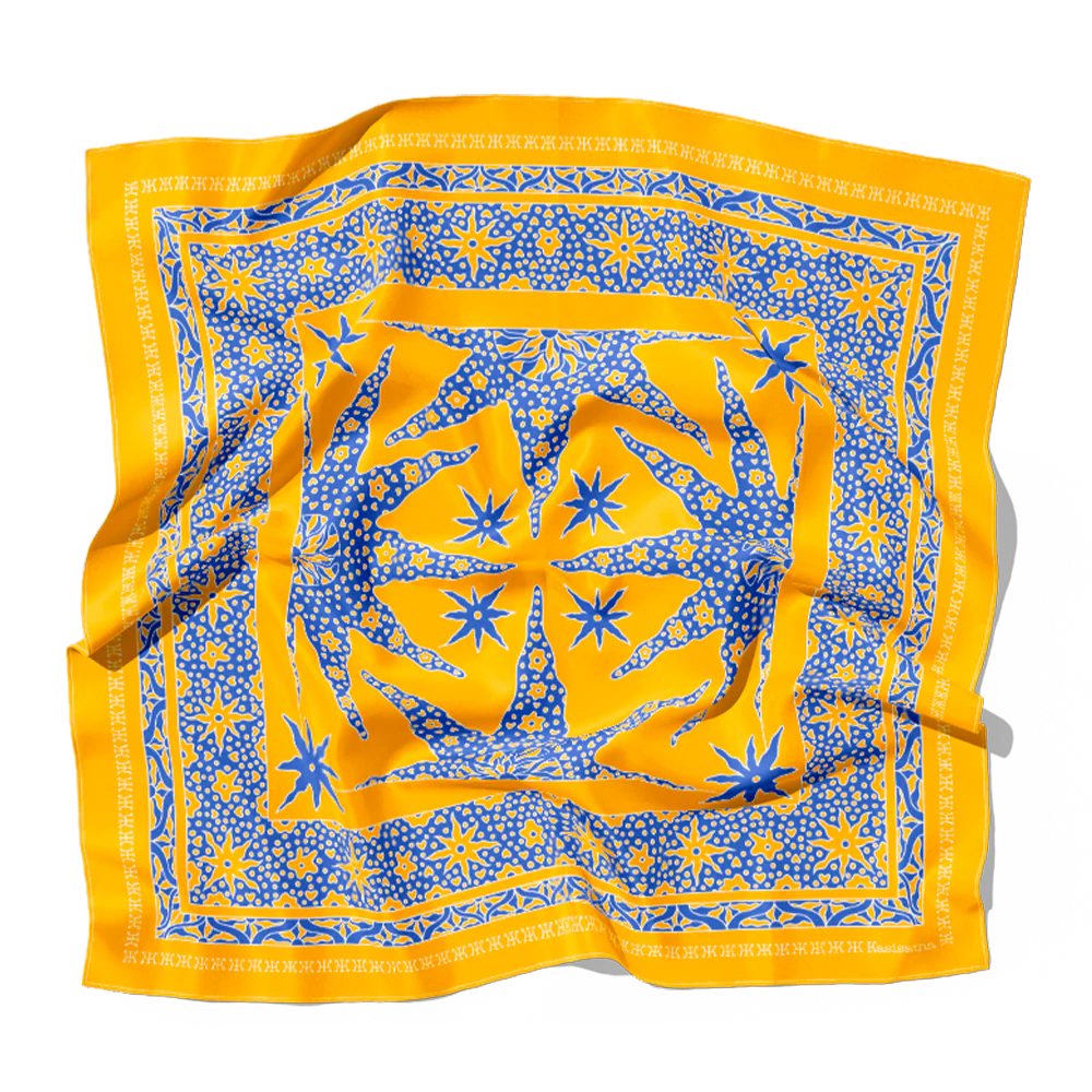 Foulard Samui Soie - Jaune & Bleu - 100% Soie - Image 3