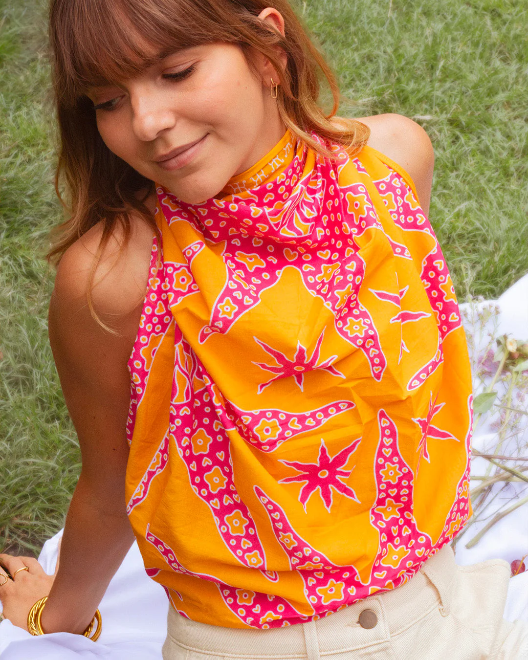 Foulard Samui Soie - Orange & Rose - 100% Soie - Image 4