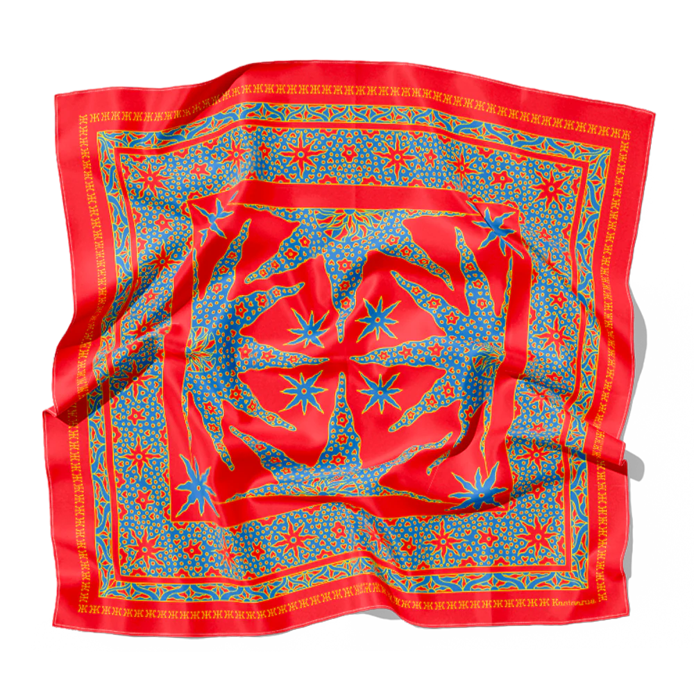 Foulard Samui Soie - Rouge & Bleu - 100% Soie - Image 2