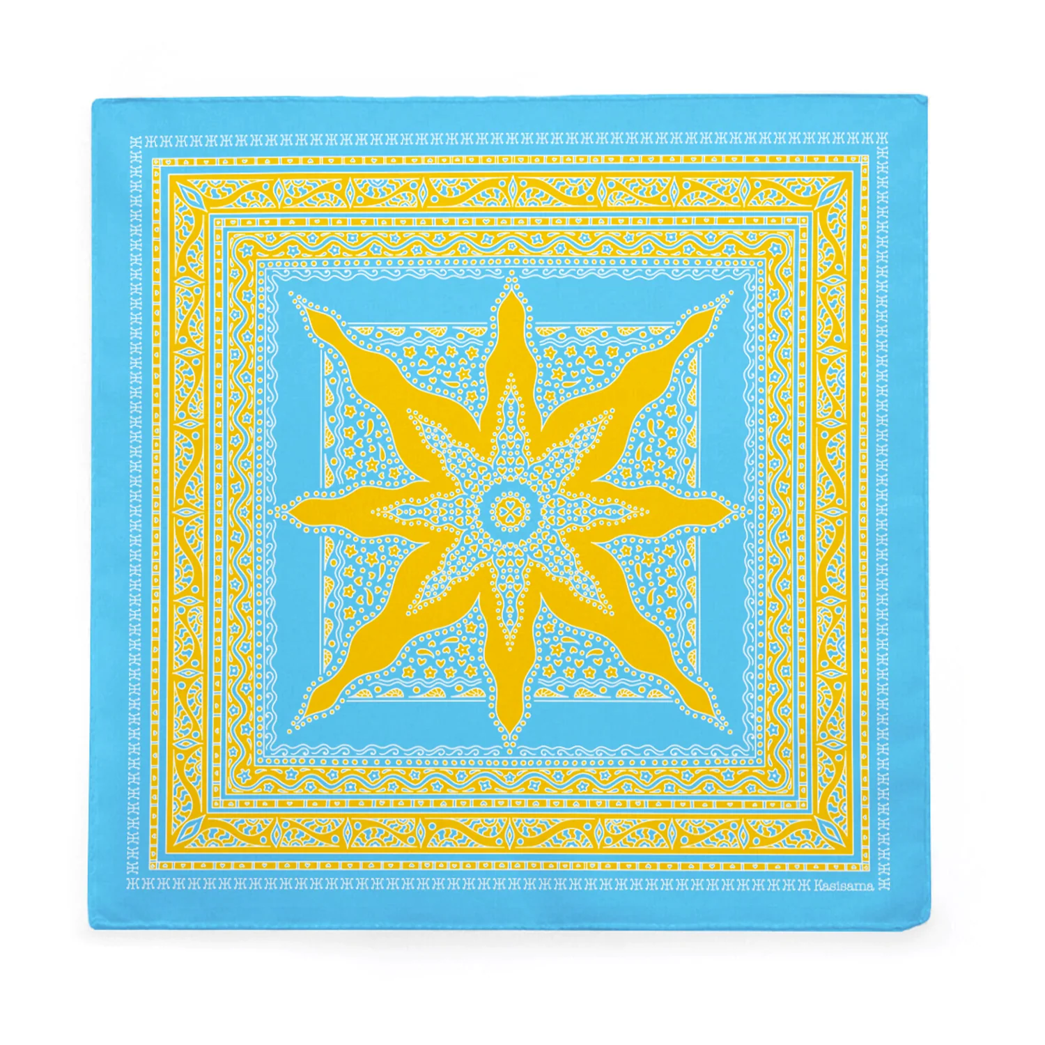 Foulard Siargao - Bleu & Jaune - 100% Coton - Image 2