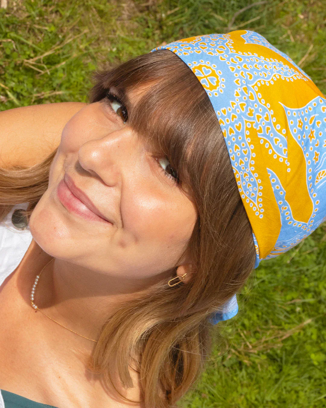 Foulard Siargao - Bleu & Jaune - 100% Coton - Image 4