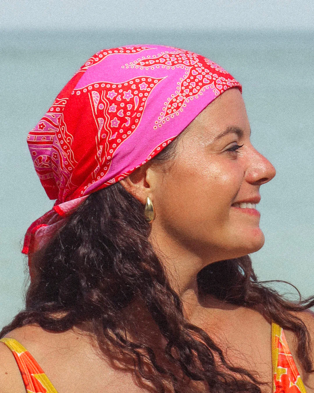 Foulard Siargao - Rose & Rouge - 100% Coton - Image 3