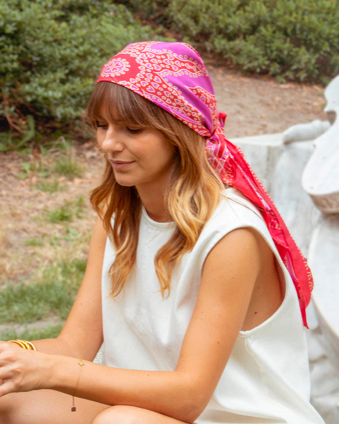 Foulard Siargao Soie - Rose & Rouge - 100% Soie - Image 4
