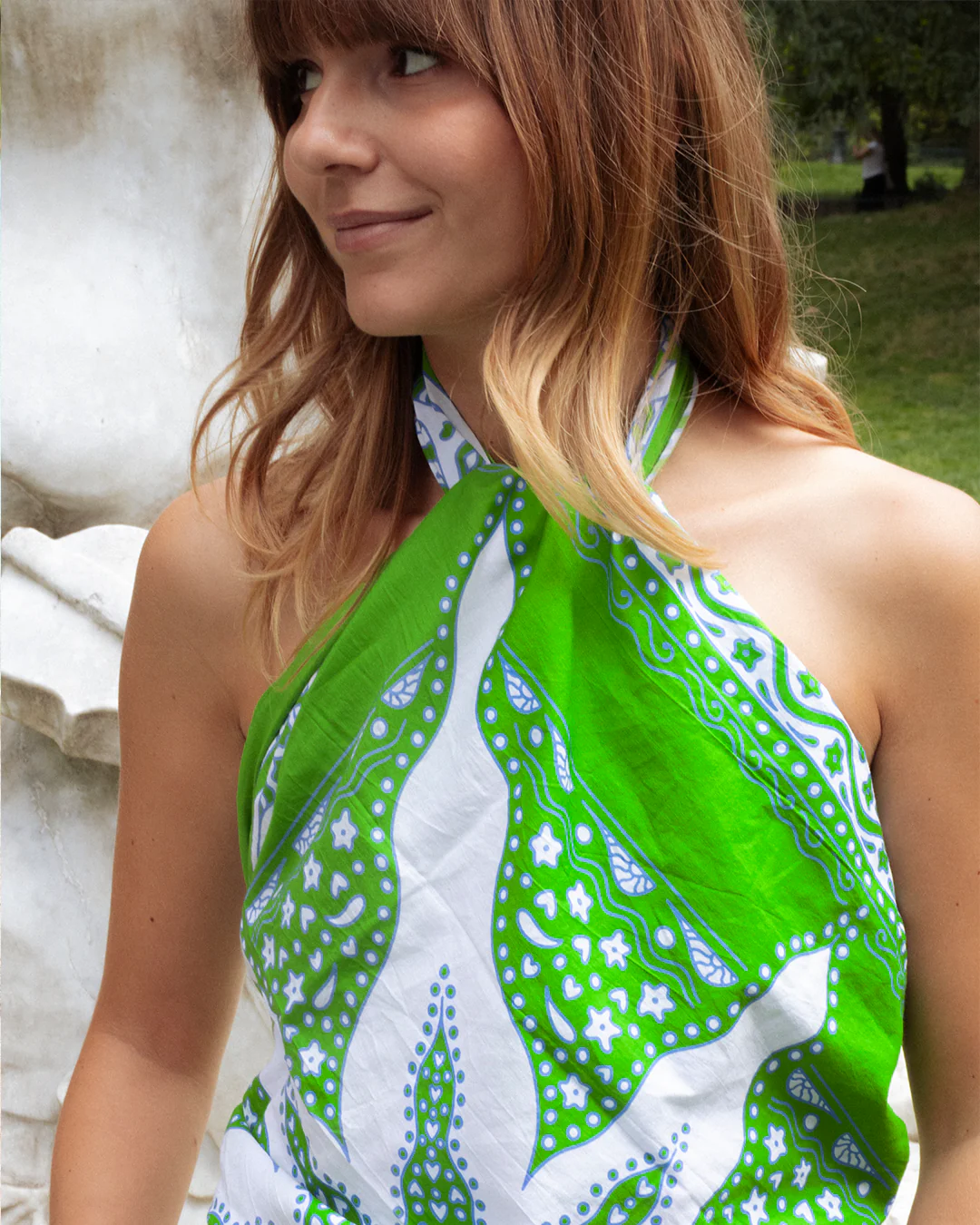 Foulard Siargao - Vert & Blanc - 100% Coton - Image 4