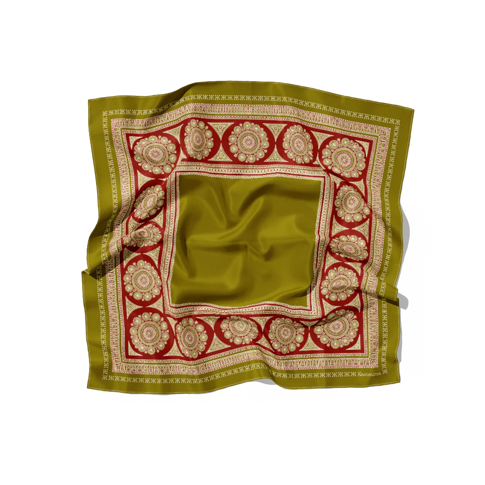 Foulard Sidemen Soie - Olive & Bordeaux - 100% Soie - Image 2