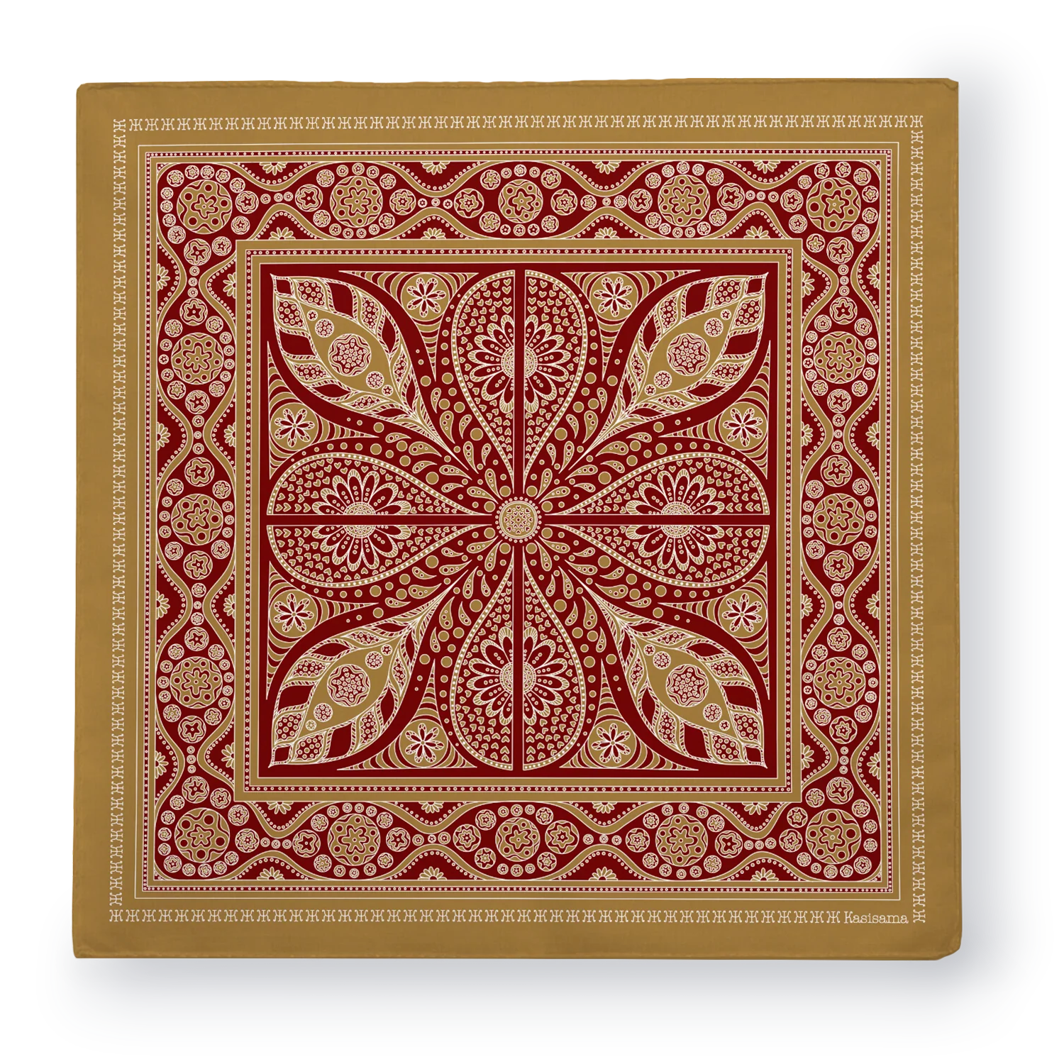 Foulard Vang Vieng - Beige & Bordeaux - 100% Coton - Image 2