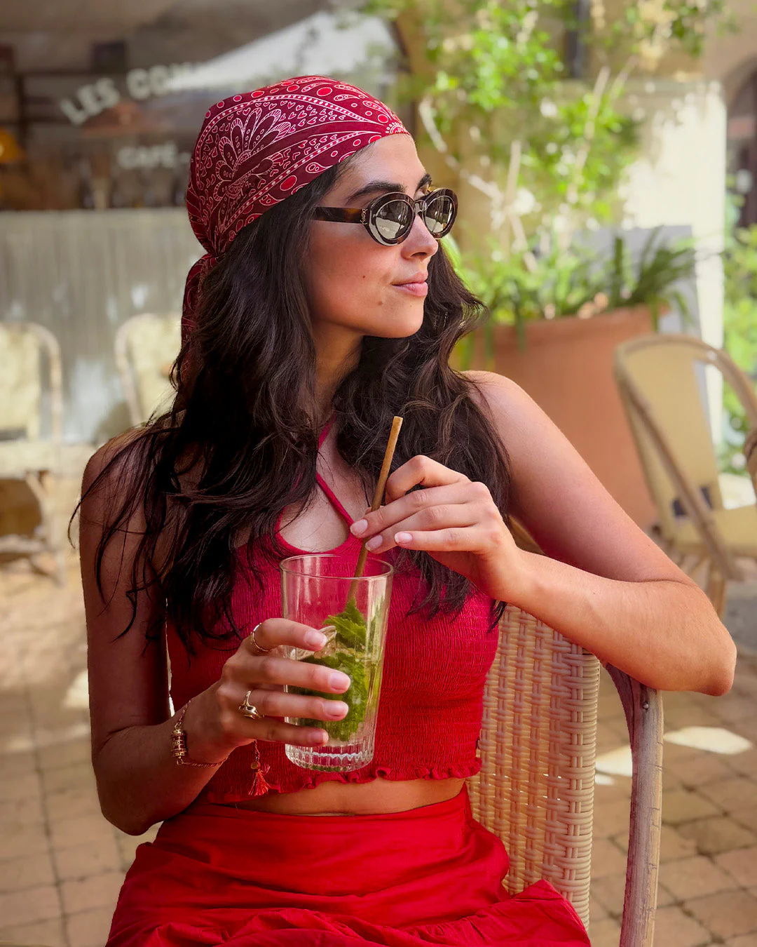 Foulard Vang Vieng - Rouge - 100% Coton - Image 4