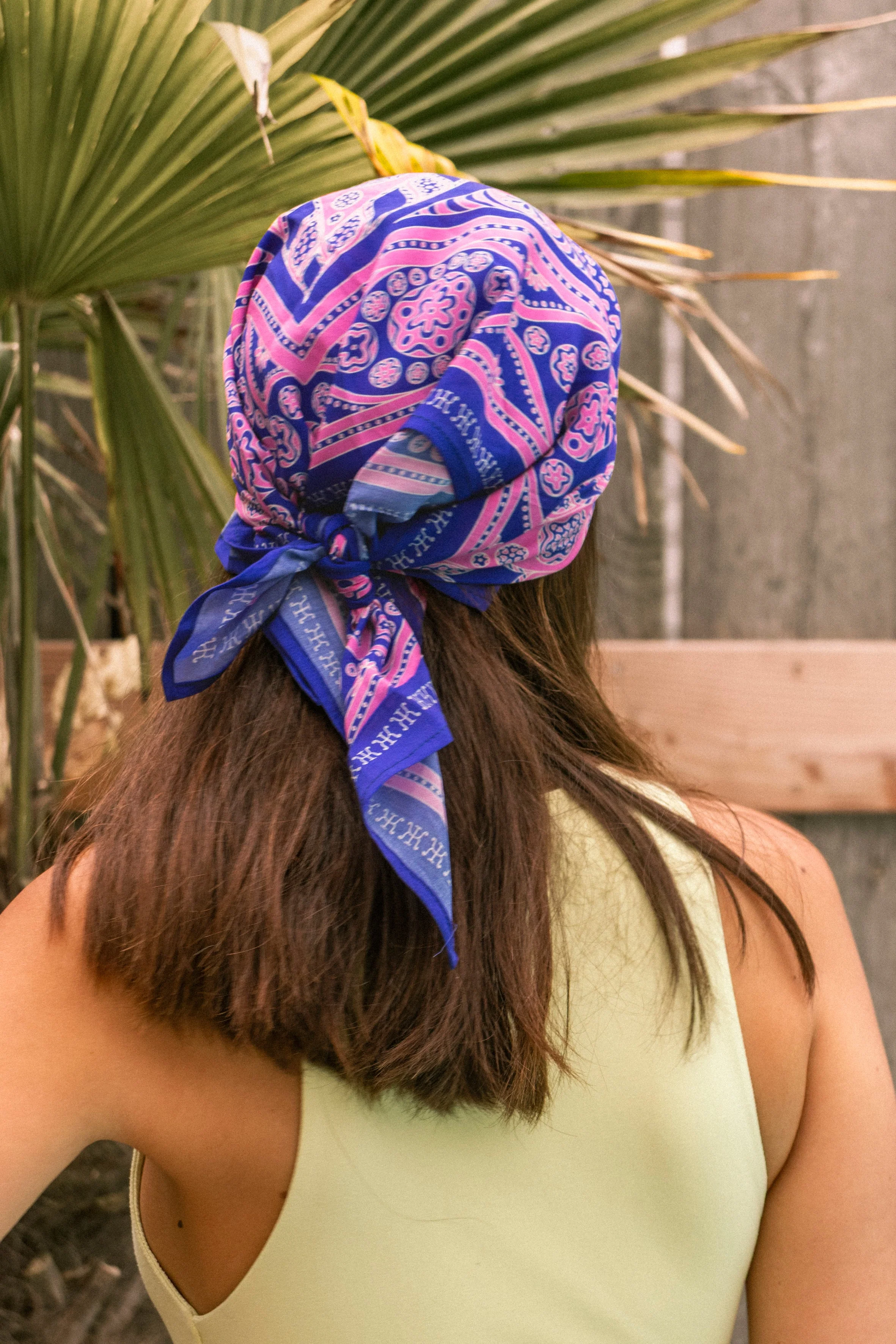 Foulard Vang Vieng Soie - Bleu & Rose - 100% Soie - Image 4