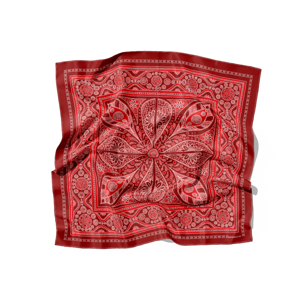 Foulard Vang Vieng Soie - Rouge - 100% Soie - Image 2