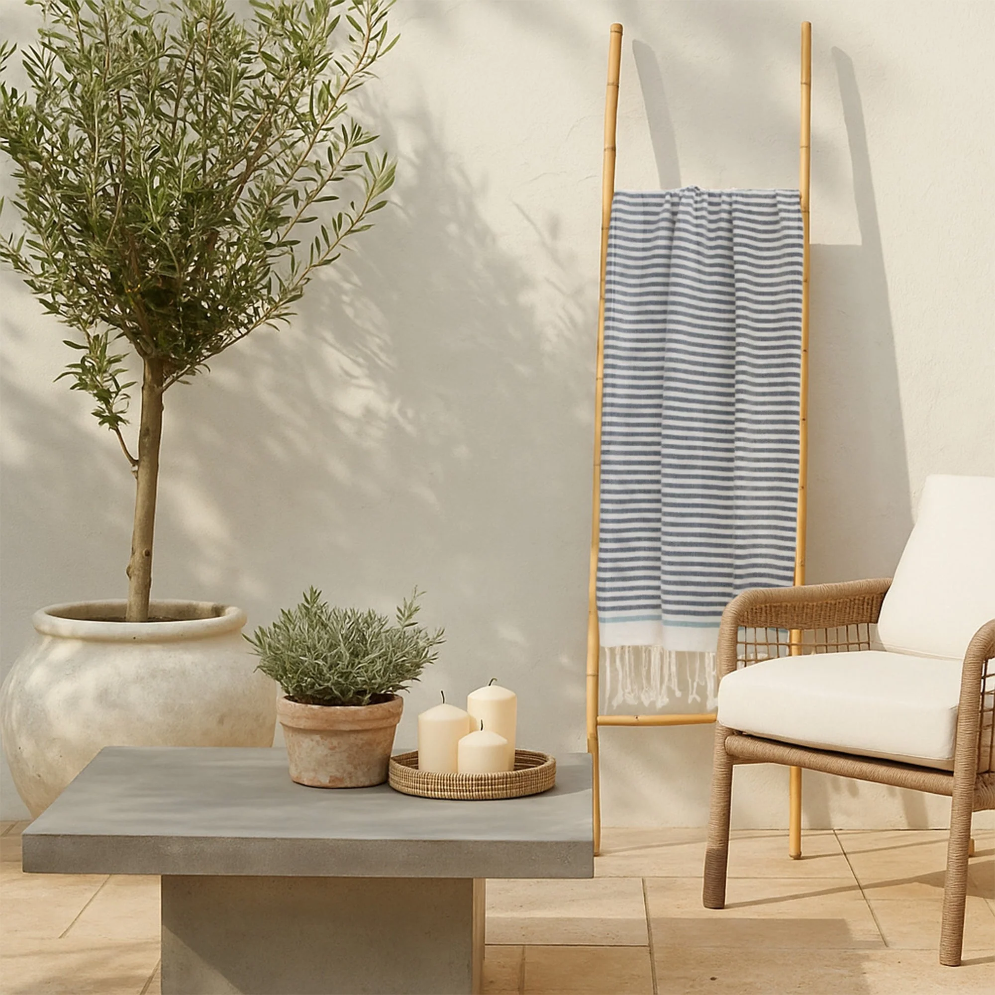 Fouta - Coton - Denim / Vert D'Eau - Biarritz - Image 3