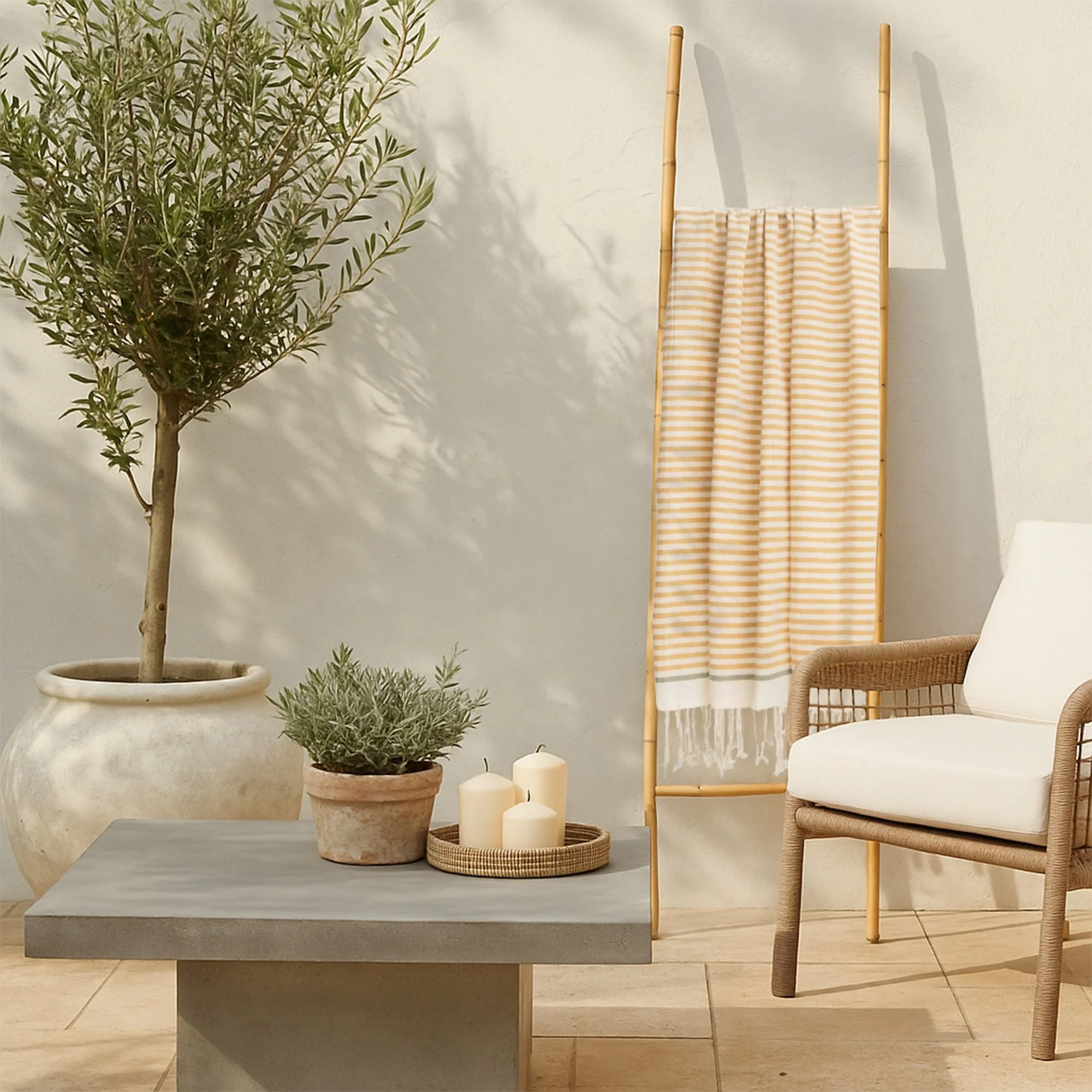 Fouta - Coton - Jaune Moutarde / Tilleul - Biarritz - Image 3