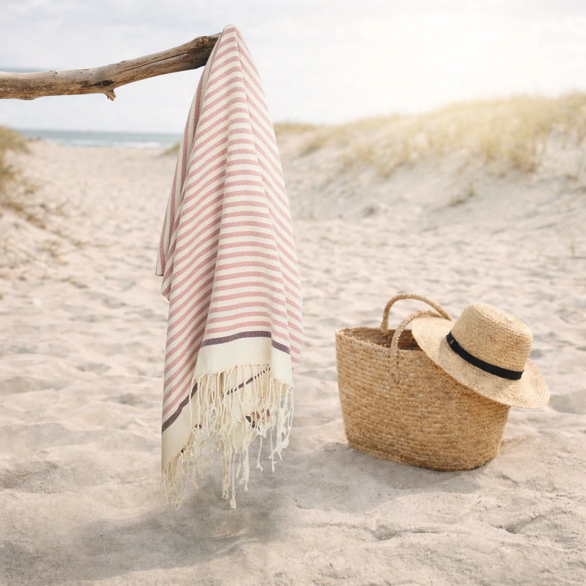 Fouta - Coton - Rose Poudré / Prune - Biarritz - Image 2