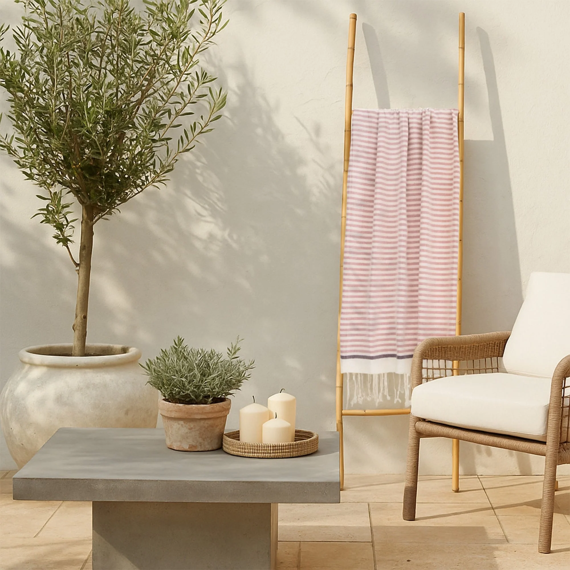 Fouta - Coton - Rose Poudré / Prune - Biarritz - Image 3