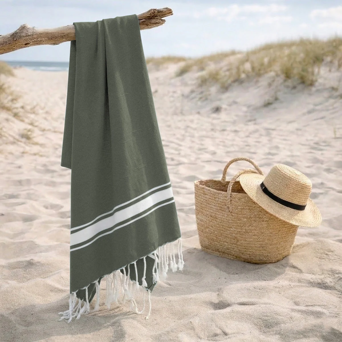 Fouta - Coton - Vert Kaki - Marsa - Image 2