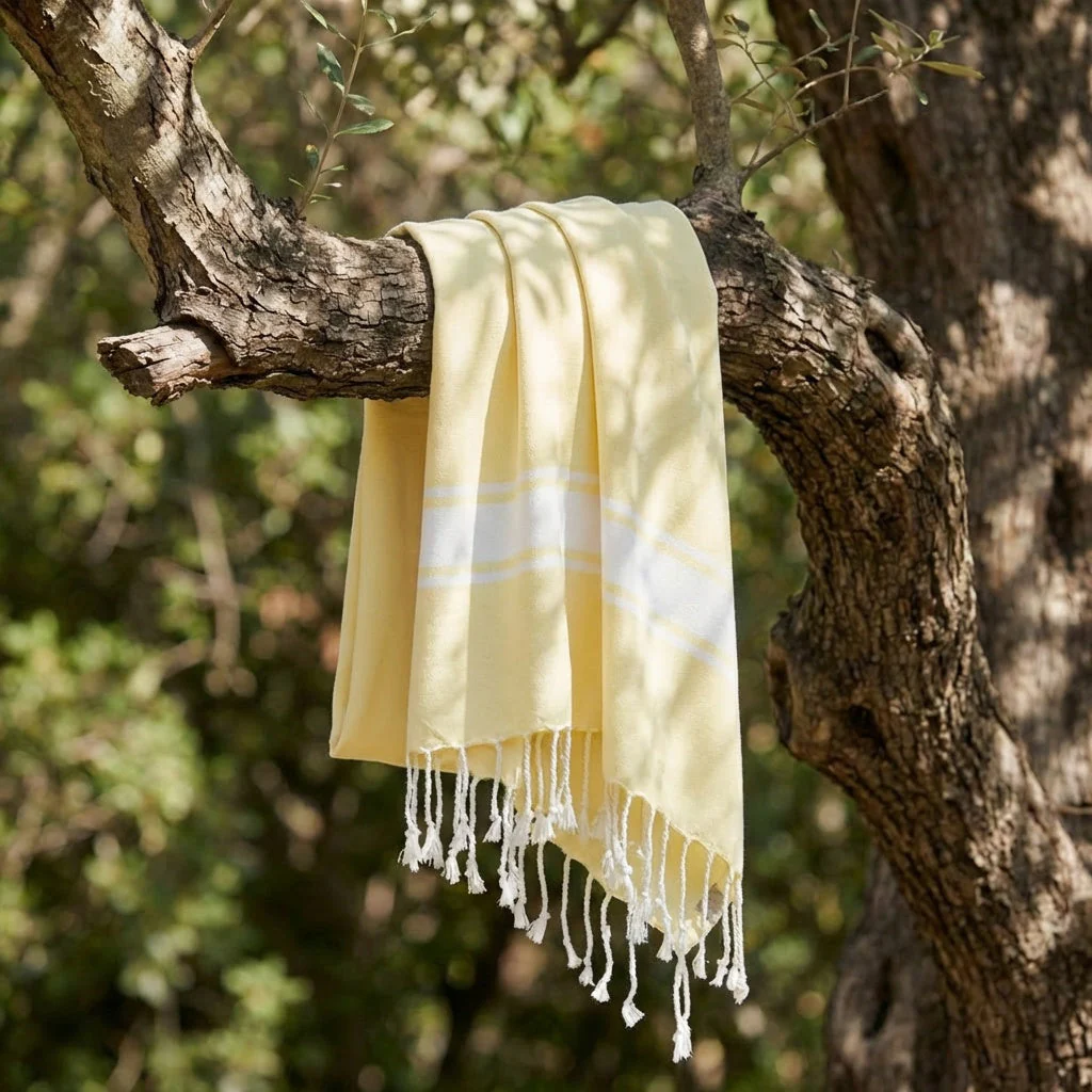 Fouta - Coton - Jaune Pâle - St Tropez - Image 3
