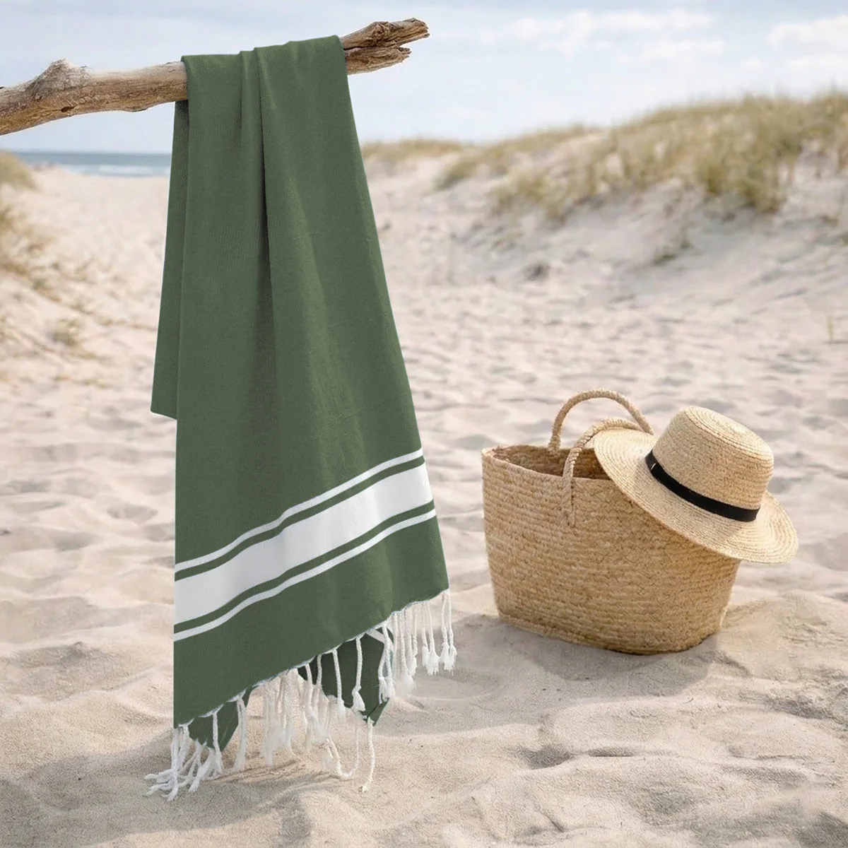 Fouta - Coton - Vert Olive - St Tropez - Image 2