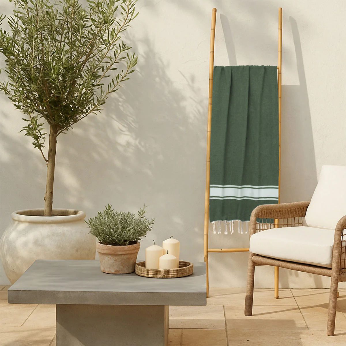 Fouta - Coton - Vert Olive - St Tropez - Image 3