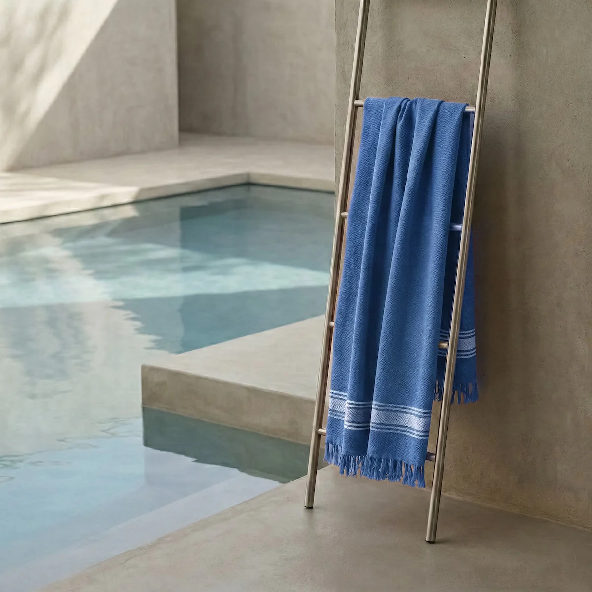 Fouta - Eponge - Bleu Denim / Grège - Faro - Image 3