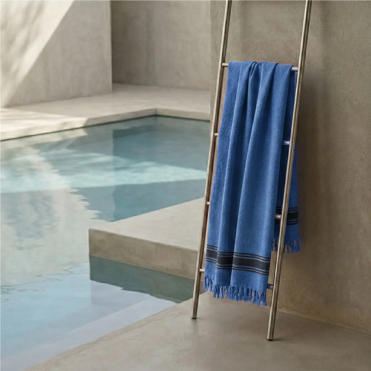 Fouta - Eponge - Bleu Denim / Noir - Faro - Image 3