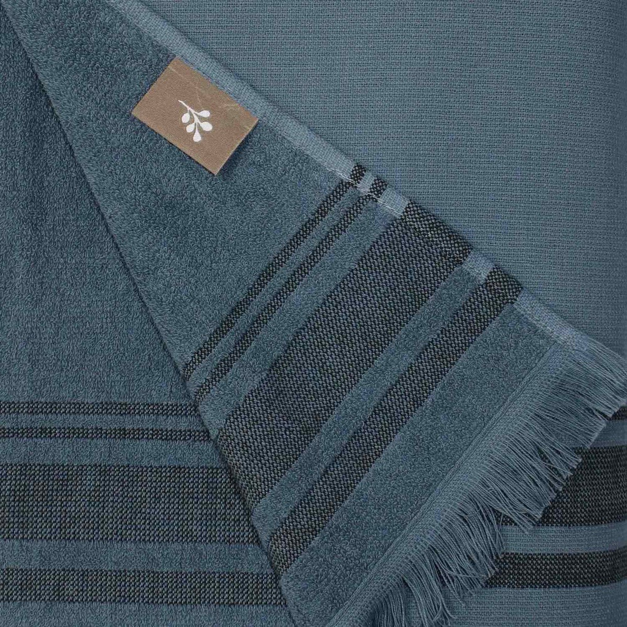 Fouta Éponge - Coton - Bleu Orage / Noir - Faro - Image 3