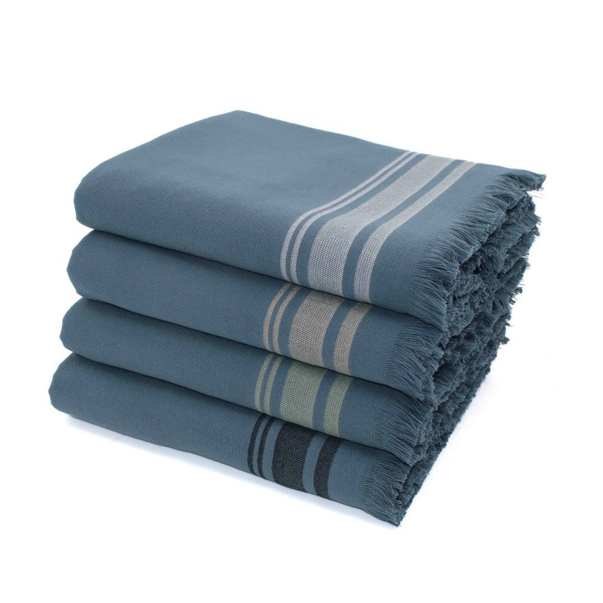 Fouta Éponge - Coton - Bleu Orage / Noir - Faro - Image 5