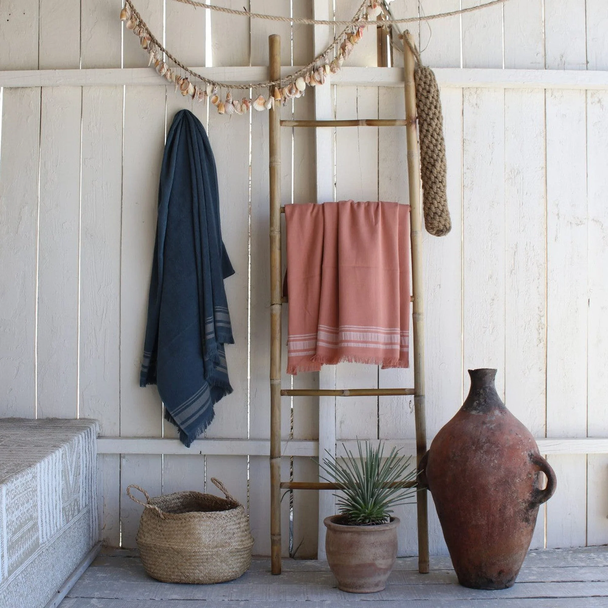 Fouta Éponge - Coton - Rose Argile / Grège - Faro - Image 2